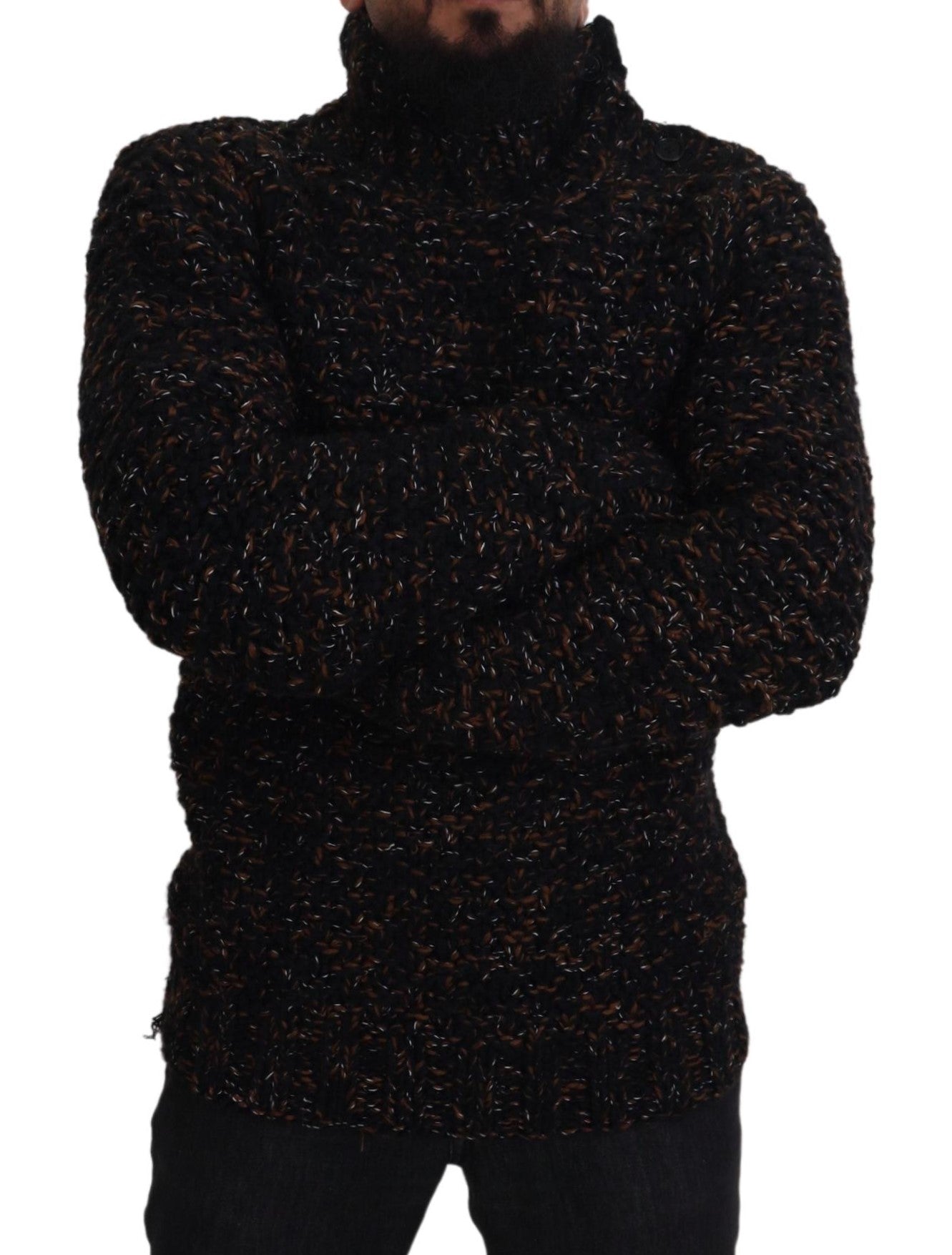 Dolce & Gabbana Brown Fatto A Mano Tröja med turtleneck