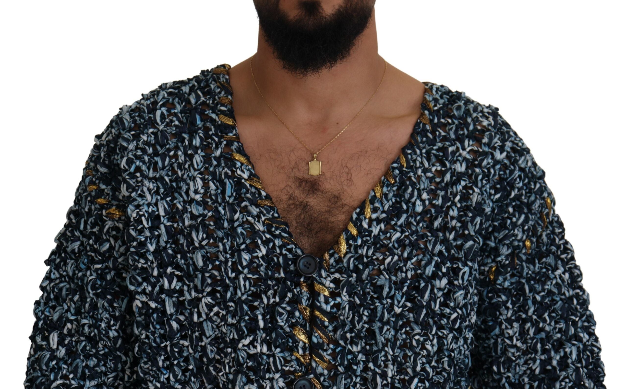 Dolce & Gabbana kofta med blå knapp Fatto A Mano-tröja