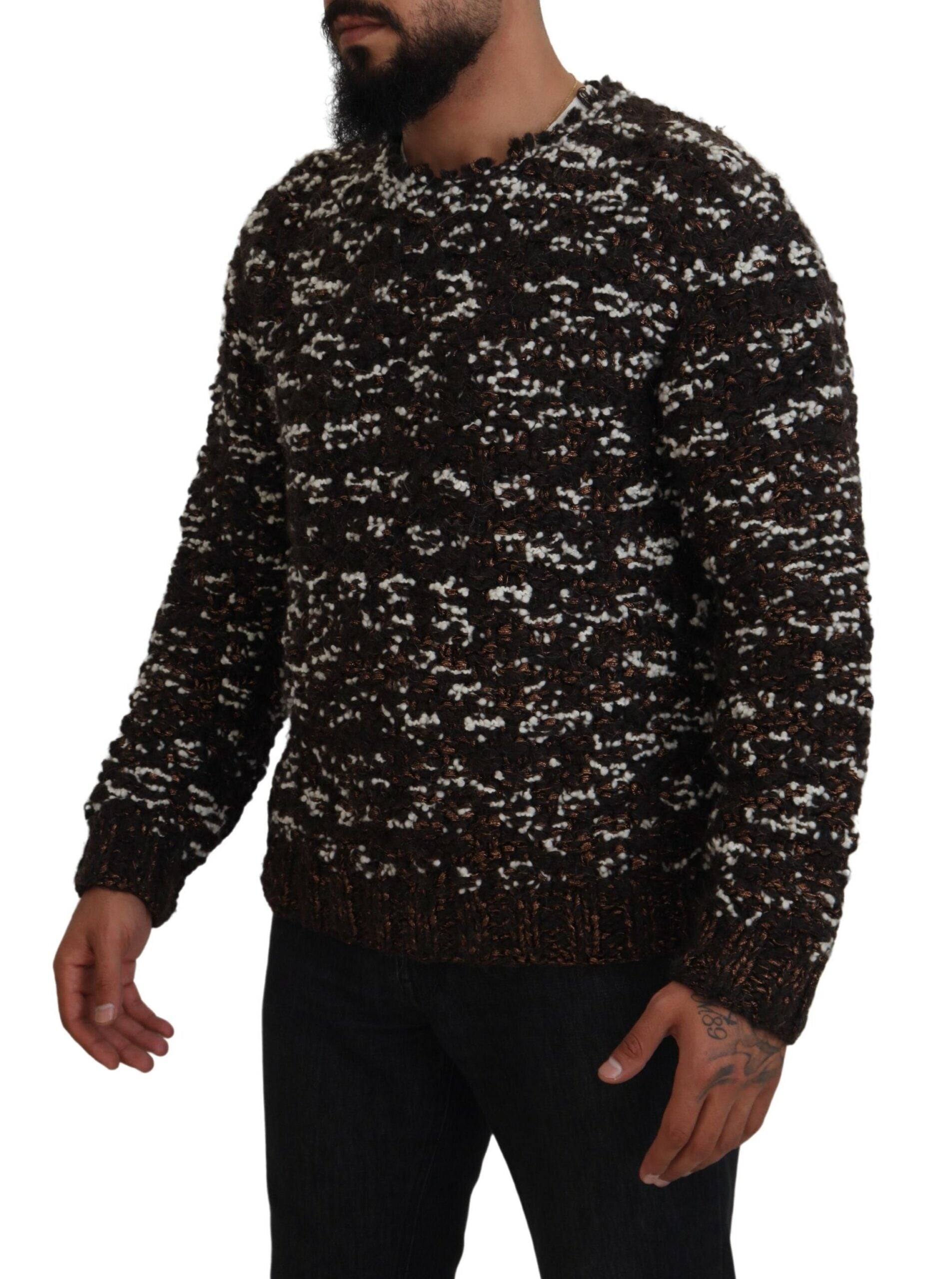 Dolce & Gabbana Brun stickad ull Fatto A Mano tröja