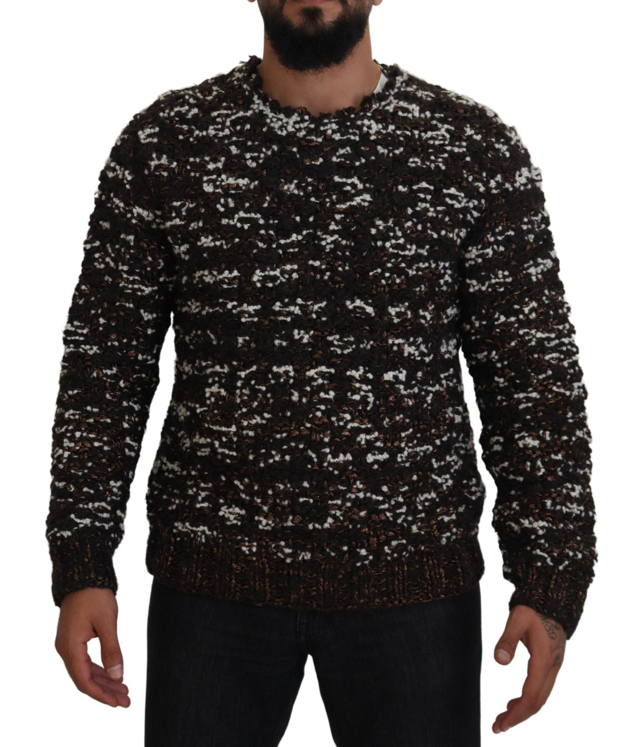 Dolce & Gabbana Brun stickad ull Fatto A Mano tröja