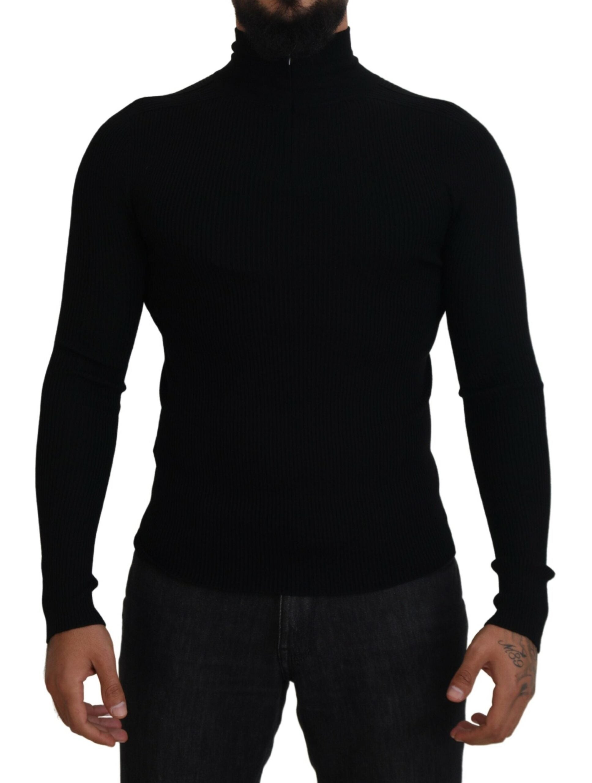 Dolce & Gabbana Svart Halv Dragkedja Polotröja
