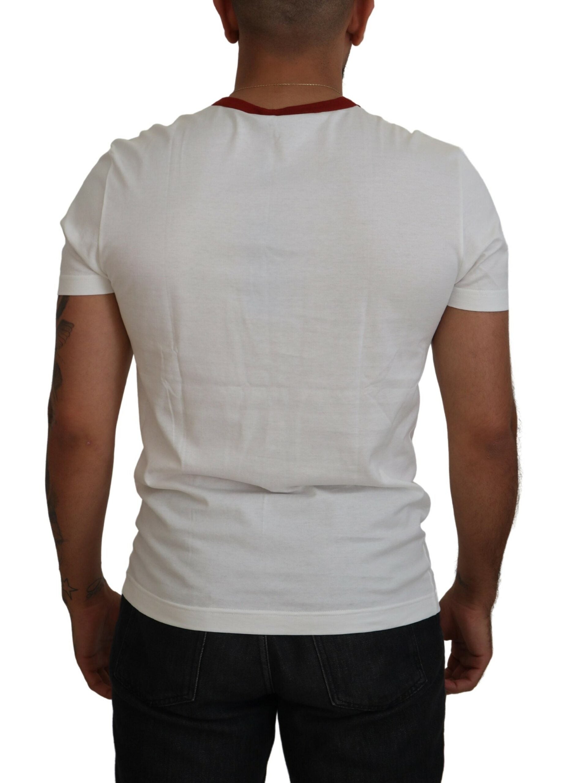 Dolce & Gabbana Vit T-shirt med Logotyptryck och Rund Halsringning i Bomull