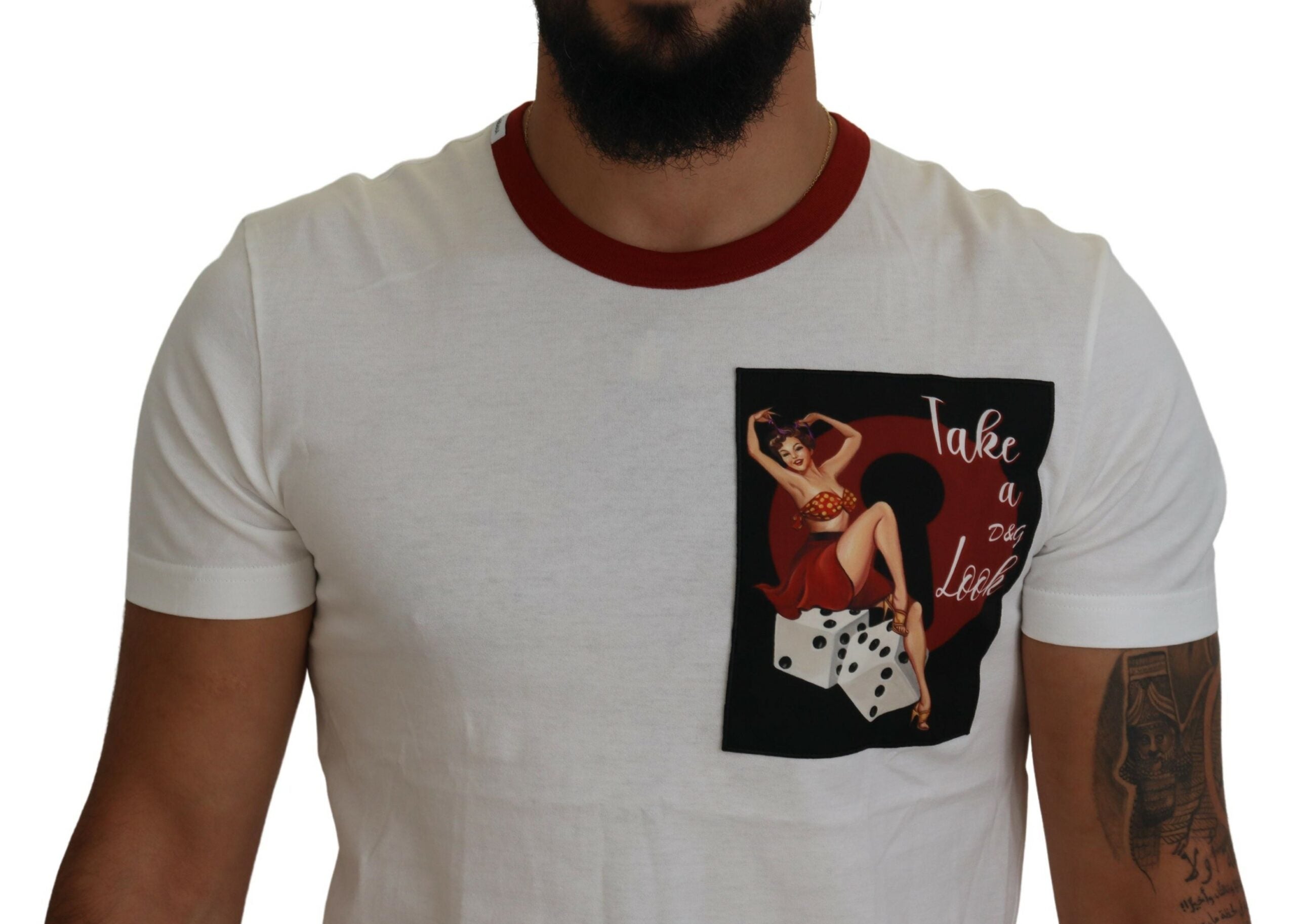 Dolce & Gabbana Vit T-shirt med Logotyptryck och Rund Halsringning i Bomull