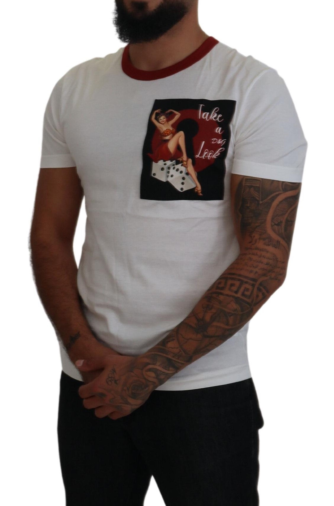Dolce & Gabbana Vit T-shirt med Logotyptryck och Rund Halsringning i Bomull