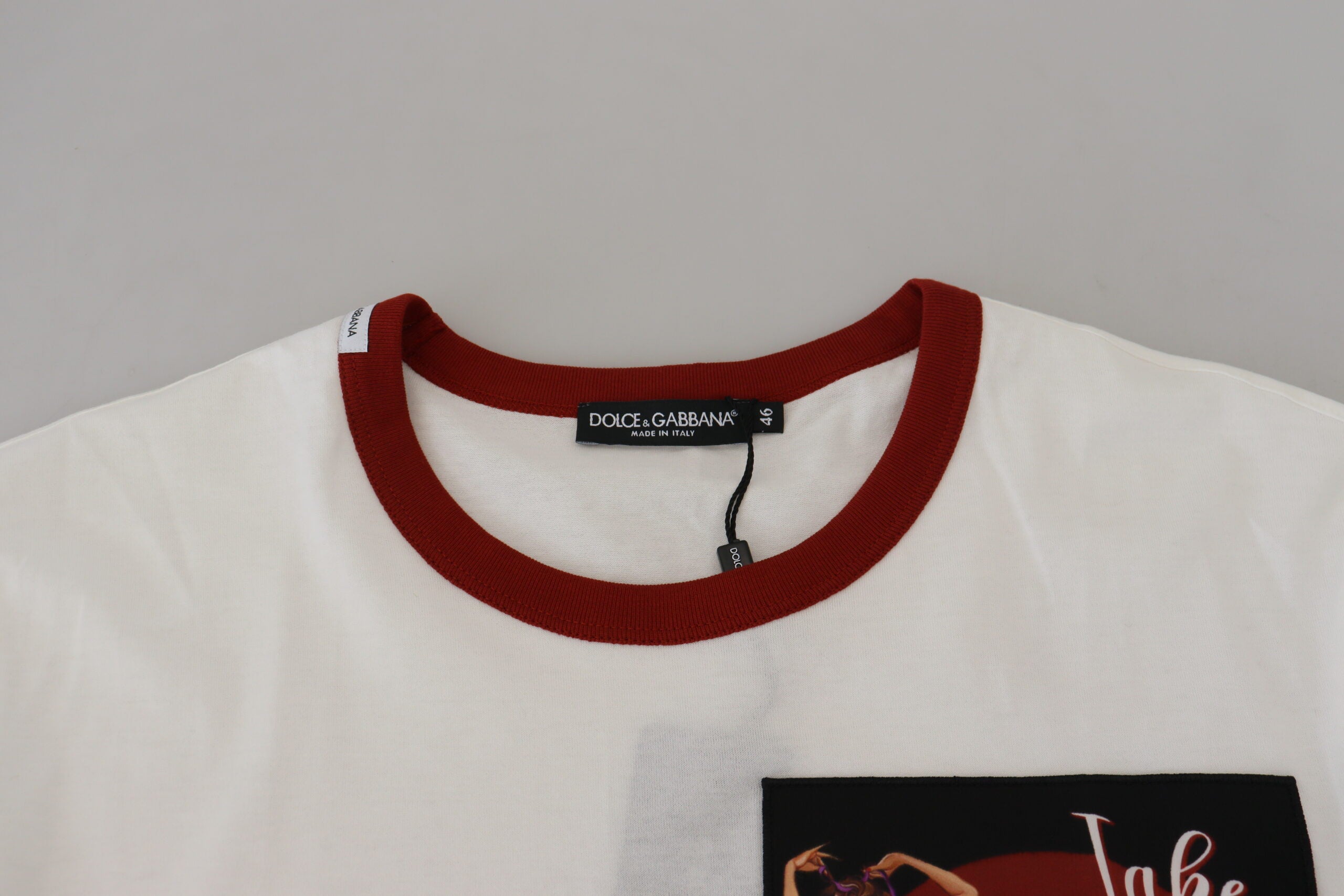 Dolce & Gabbana Vit T-shirt med Logotyptryck och Rund Halsringning i Bomull