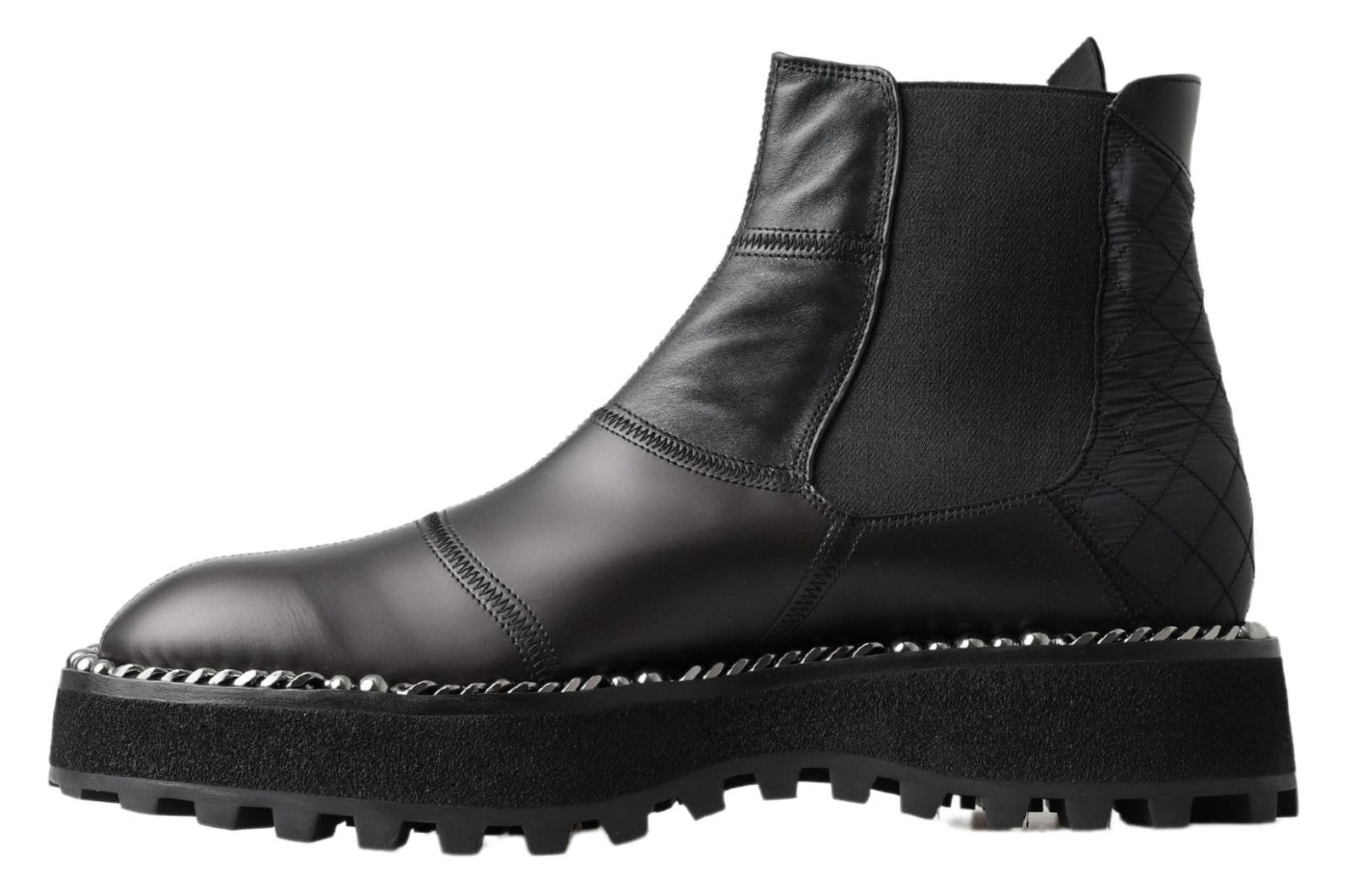 Dolce & Gabbana svarta slip-on-stövlar i läder med stretch