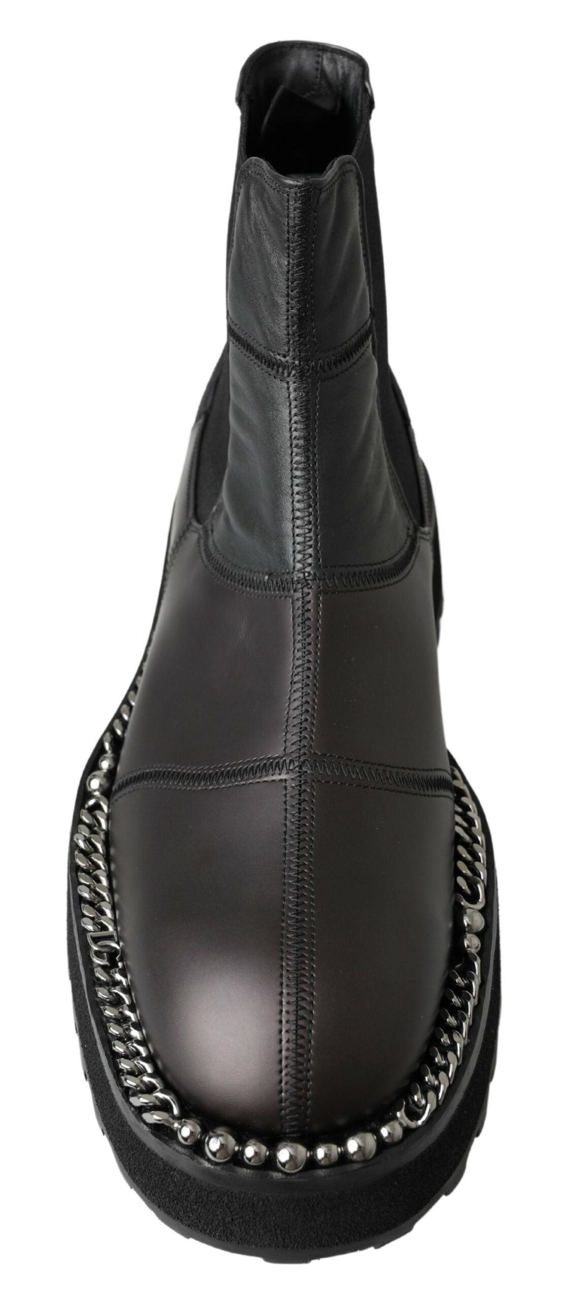 Dolce & Gabbana svarta slip-on-stövlar i läder med stretch