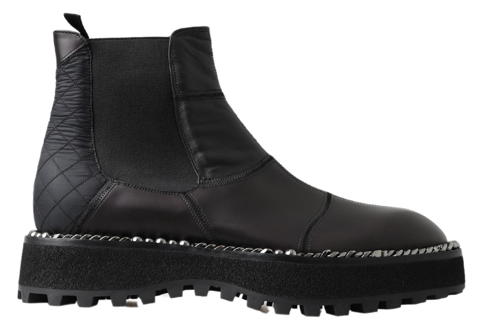 Dolce & Gabbana svarta slip-on-stövlar i läder med stretch