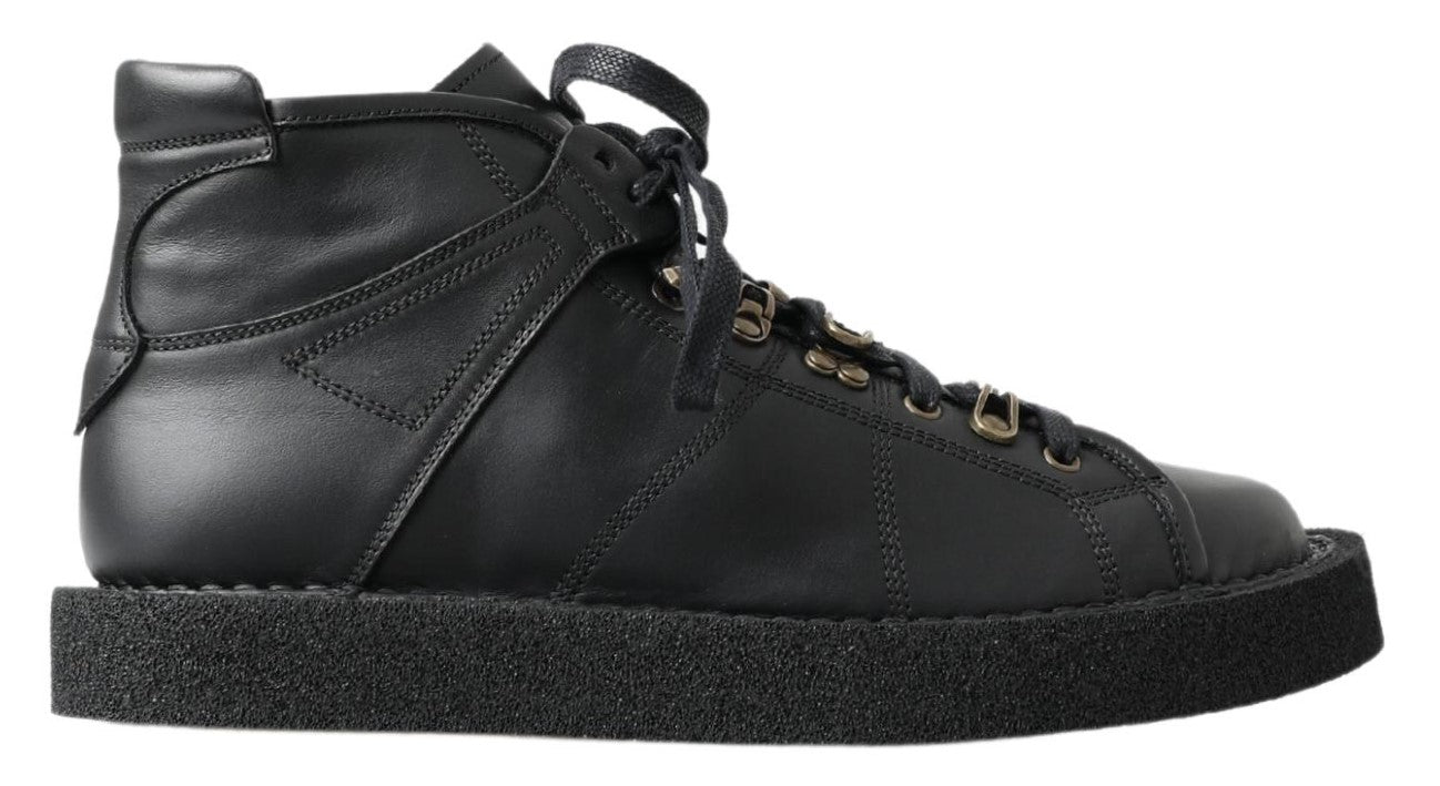 Dolce & Gabbana svarta slip-on-stövlar i läder med stretch
