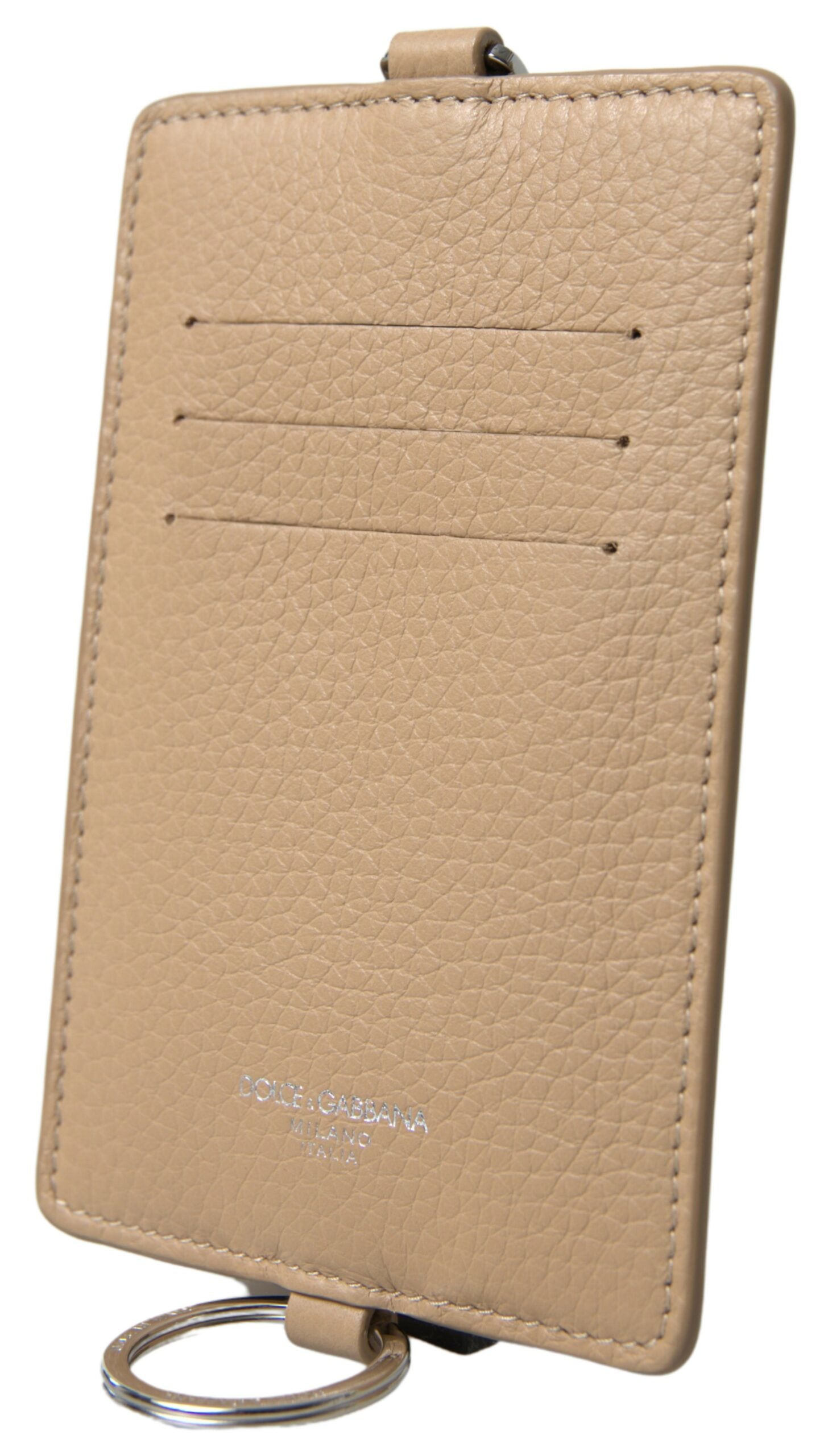 Dolce & Gabbana Beige Läderkorthållare Med Logotyp Herrplånbok