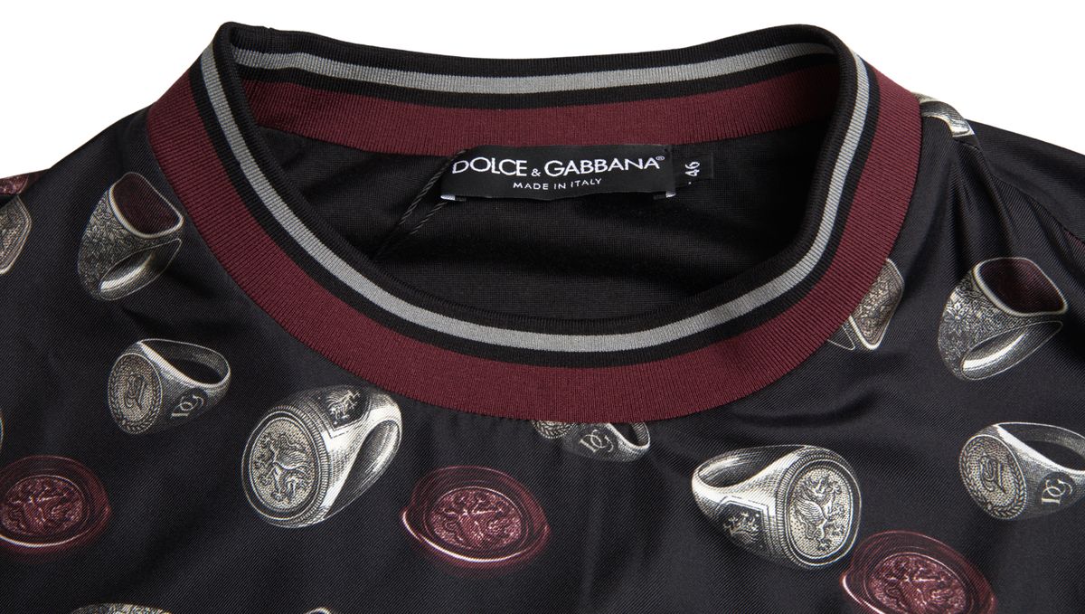 Dolce & Gabbana Svart Ring Print Sidentröja med Rund Halsringning