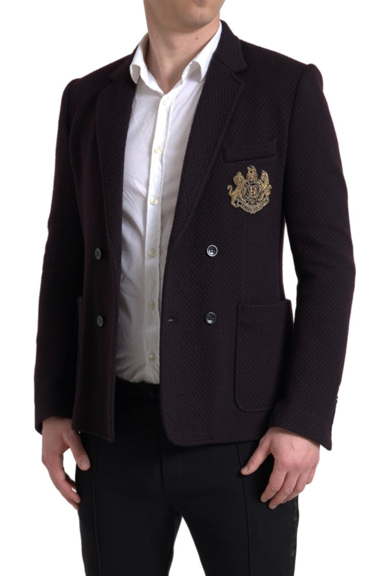 Dolce & Gabbana Lila Logotypbroderad Dubbelknäppt Kavaj