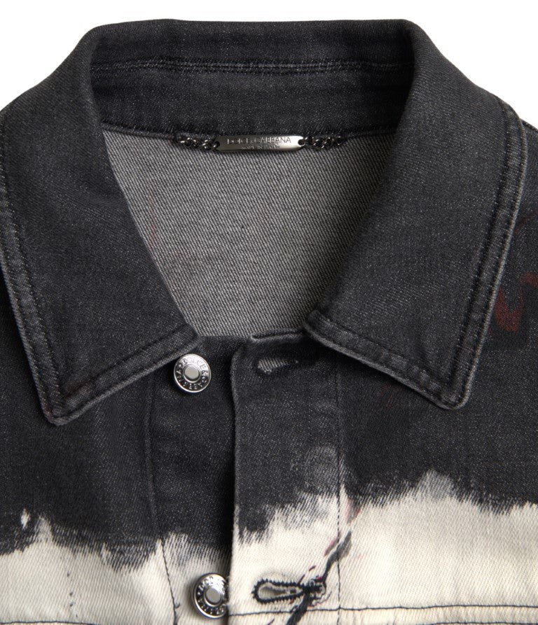 Dolce & Gabbana Flerfärgad Bomullskragejeansjacka