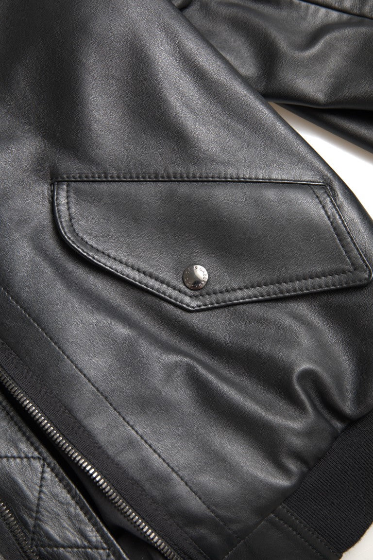Dolce & Gabbana svart läderblouson med hel dragkedja och bomberjacka