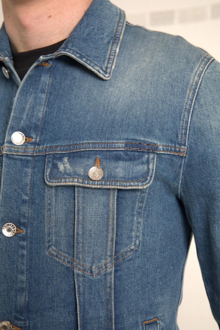 Dolce & Gabbana Blå Tvättad Bomullsstretchjeansjacka Herr