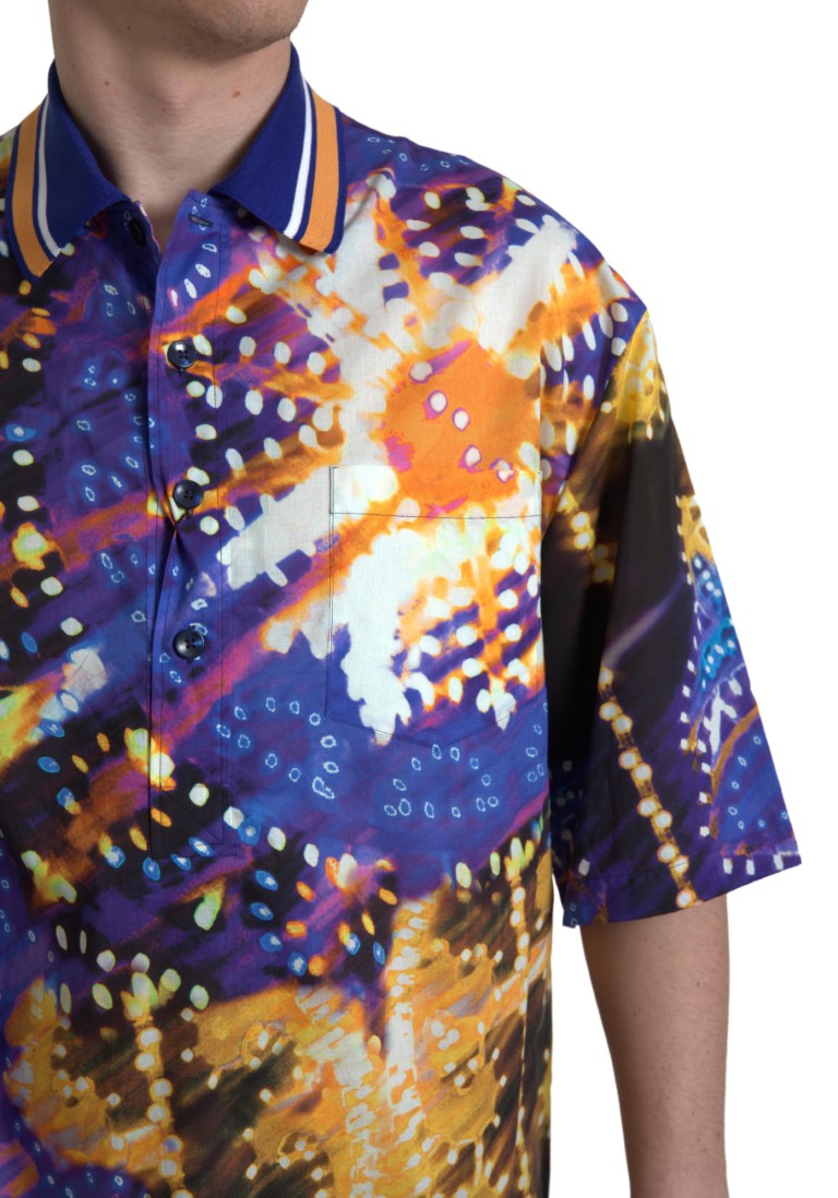 Dolce & Gabbana Luminaire Print Cotton Polotopp Herrskjorta