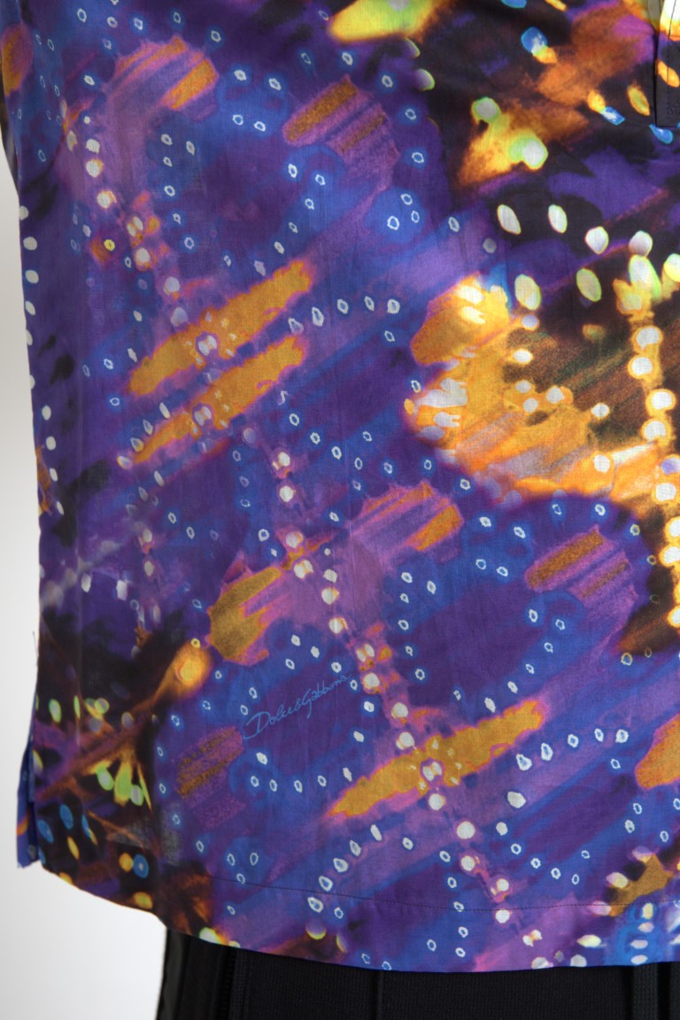 Dolce & Gabbana Luminaire Print Cotton Polotopp Herrskjorta