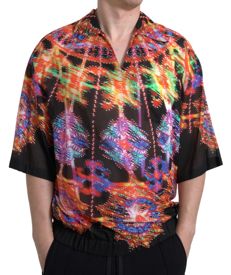 Dolce & Gabbana multicolor armaturtryck herr bomullsskjorta