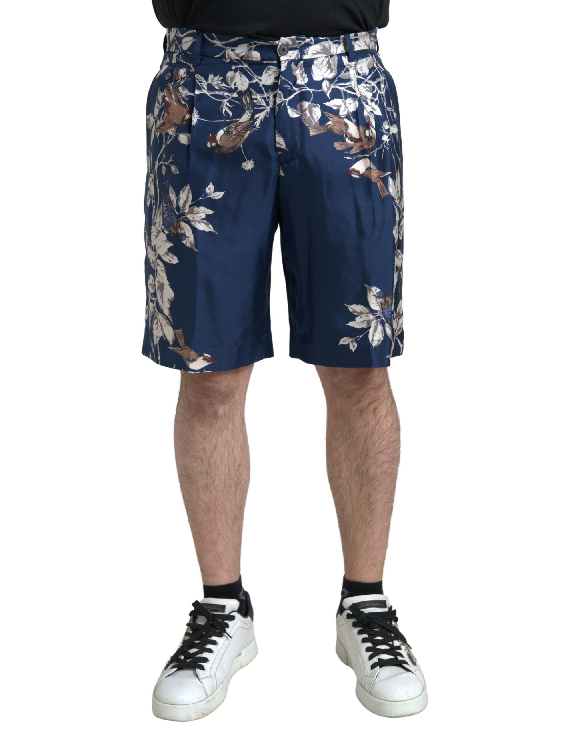 Dolce & Gabbana Blå Blommiga Siden Bermudashorts Herr