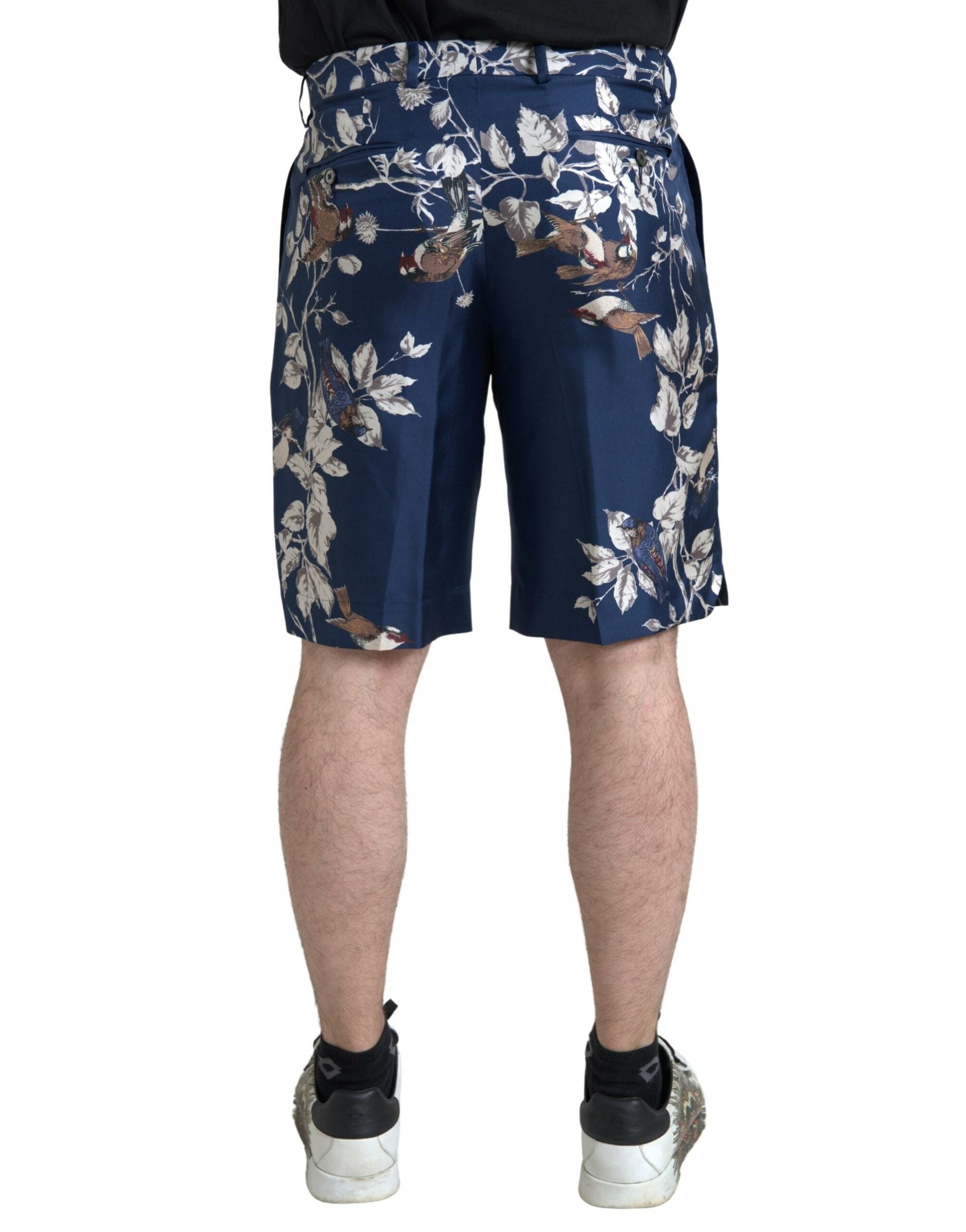 Dolce & Gabbana Blå Blommiga Siden Bermudashorts Herr