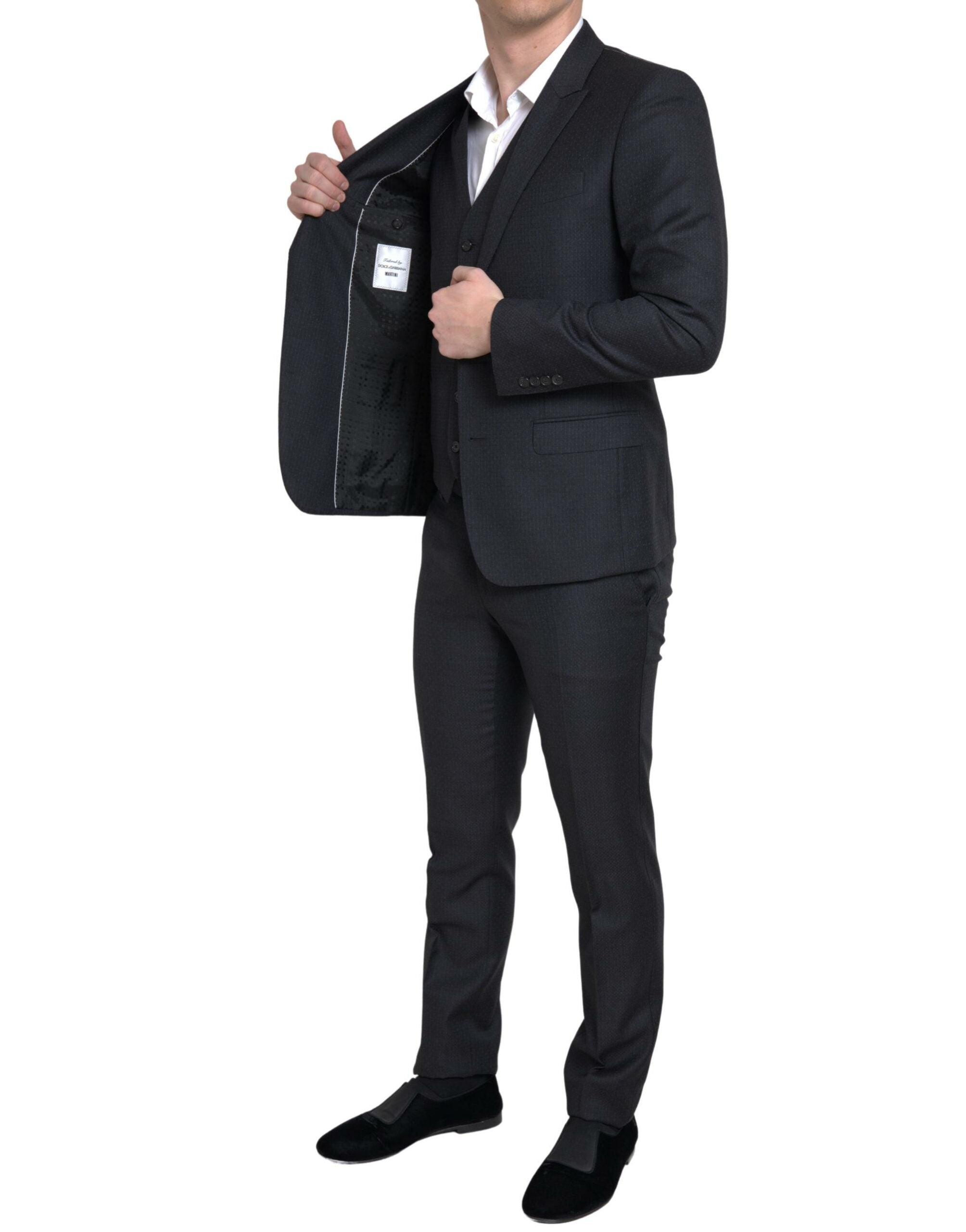 Dolce & Gabbana Svart 3-delad enkelknäppt MARTINI-kostym