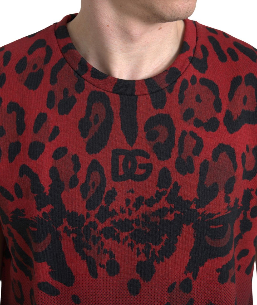 Dolce & Gabbana Röd Leopardfärgad Bomull Ärmlös Linne T-shirt