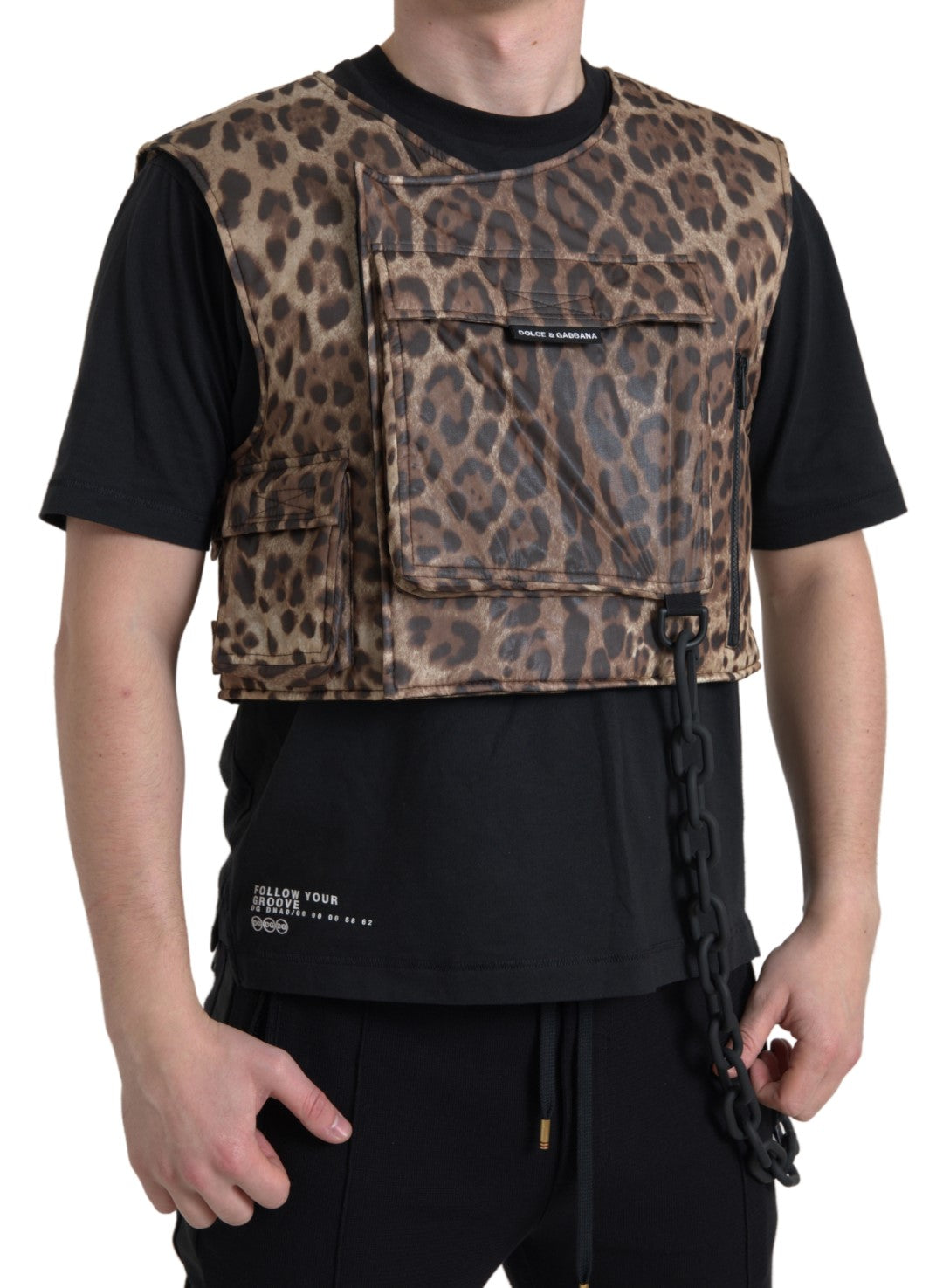 Dolce & Gabbana Brun Leopard Siden Ärmlös Sportkläder