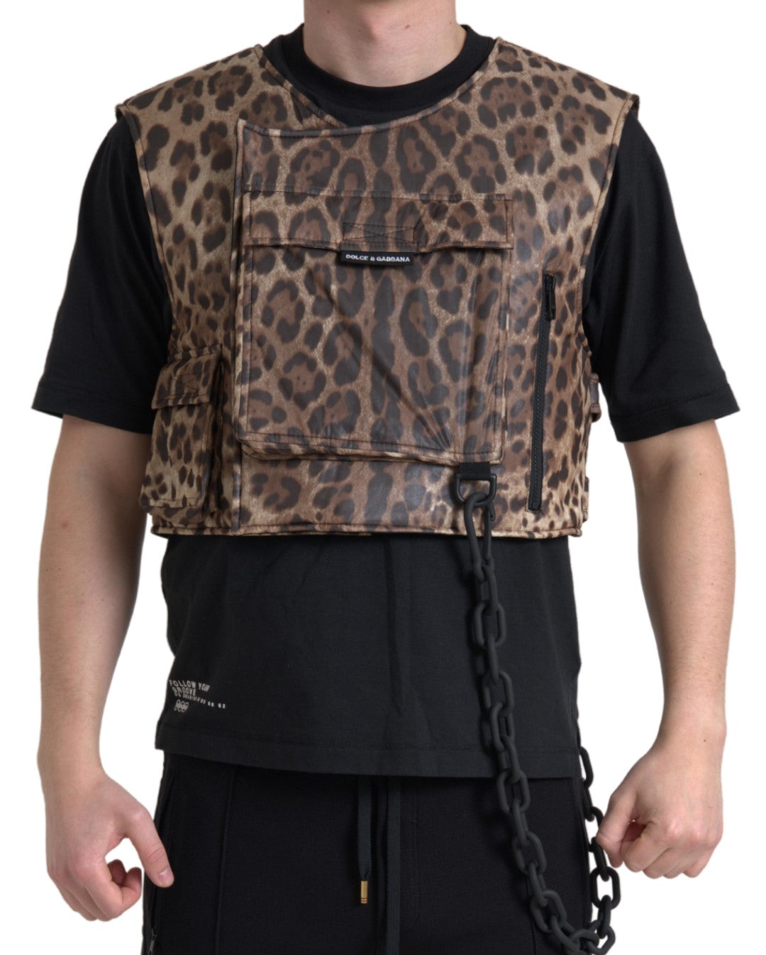 Dolce & Gabbana Brun Leopard Siden Ärmlös Sportkläder