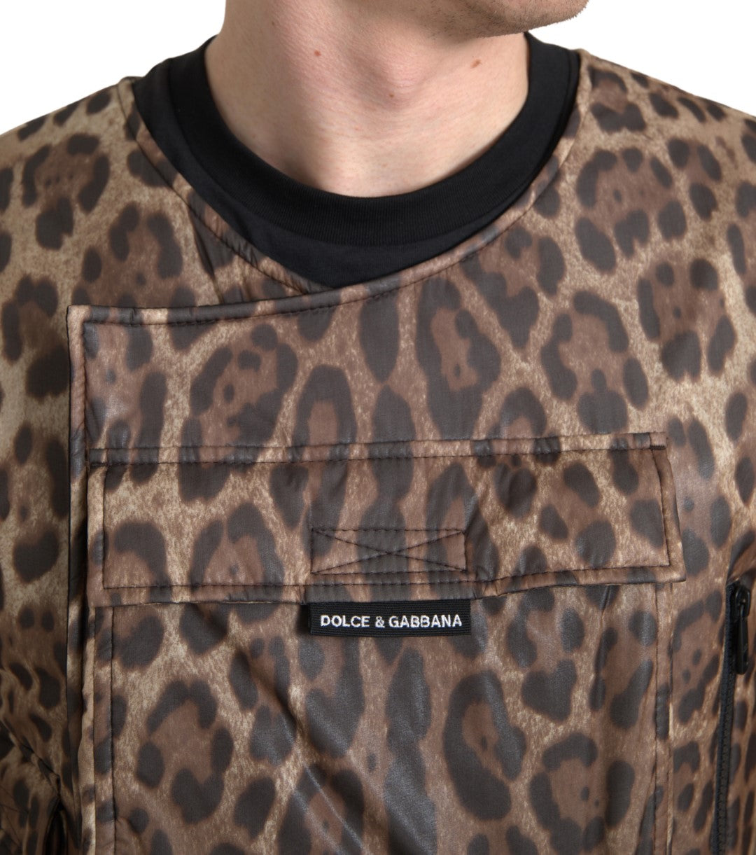 Dolce & Gabbana Brun Leopard Siden Ärmlös Sportkläder