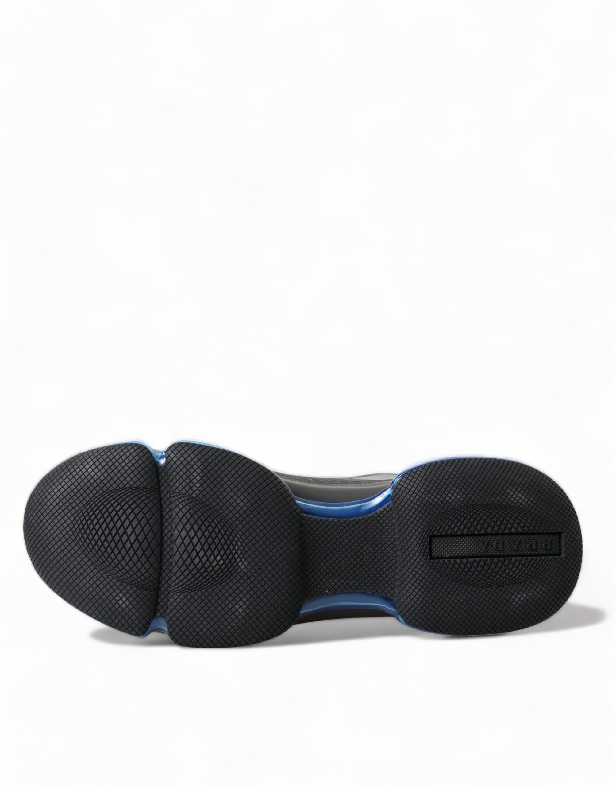 Prada Svarta Blå Gummi Stickade Slip On Låga Sneakers Skor