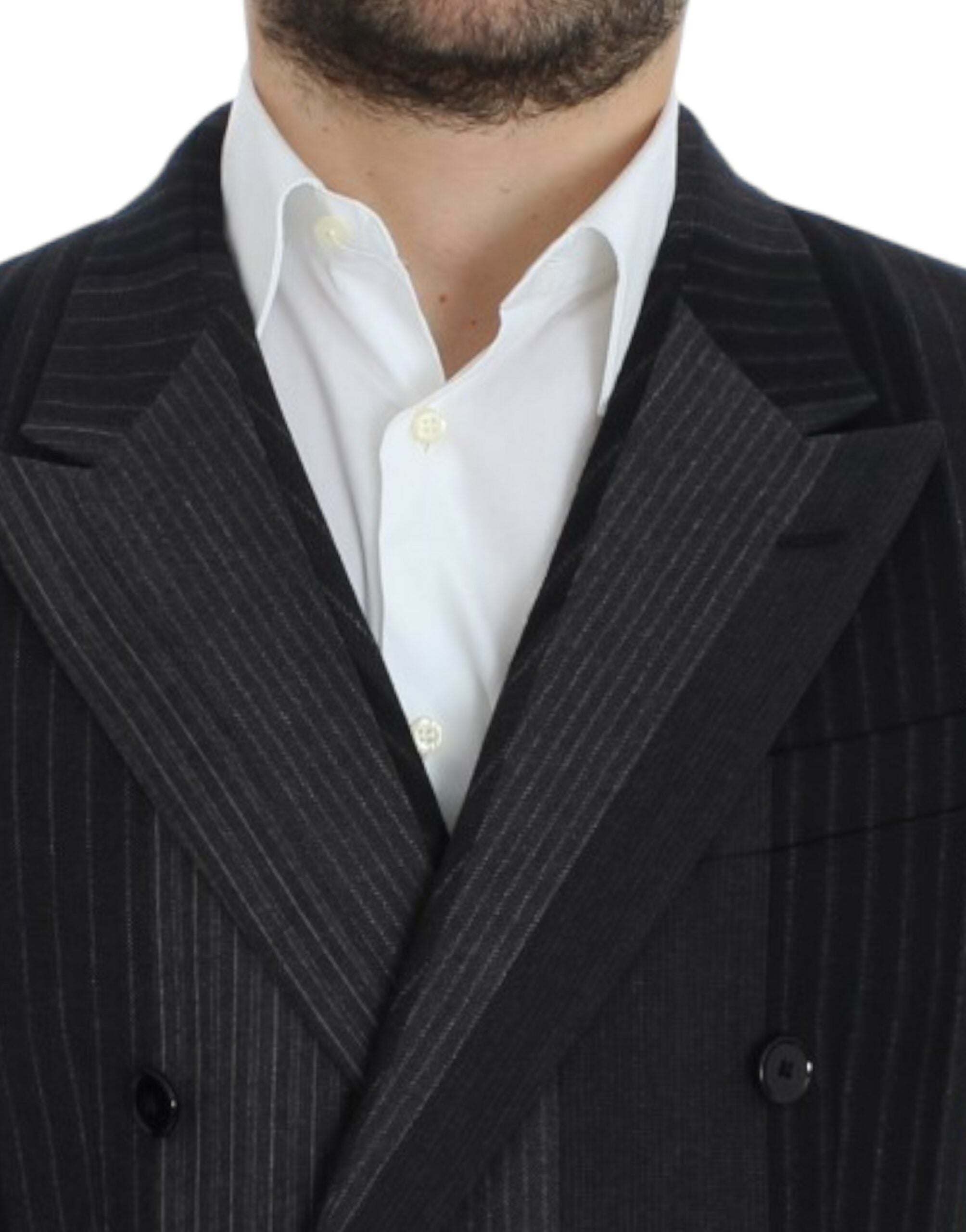 Dolce & Gabbana grå randig ullkavaj i stretchig ull