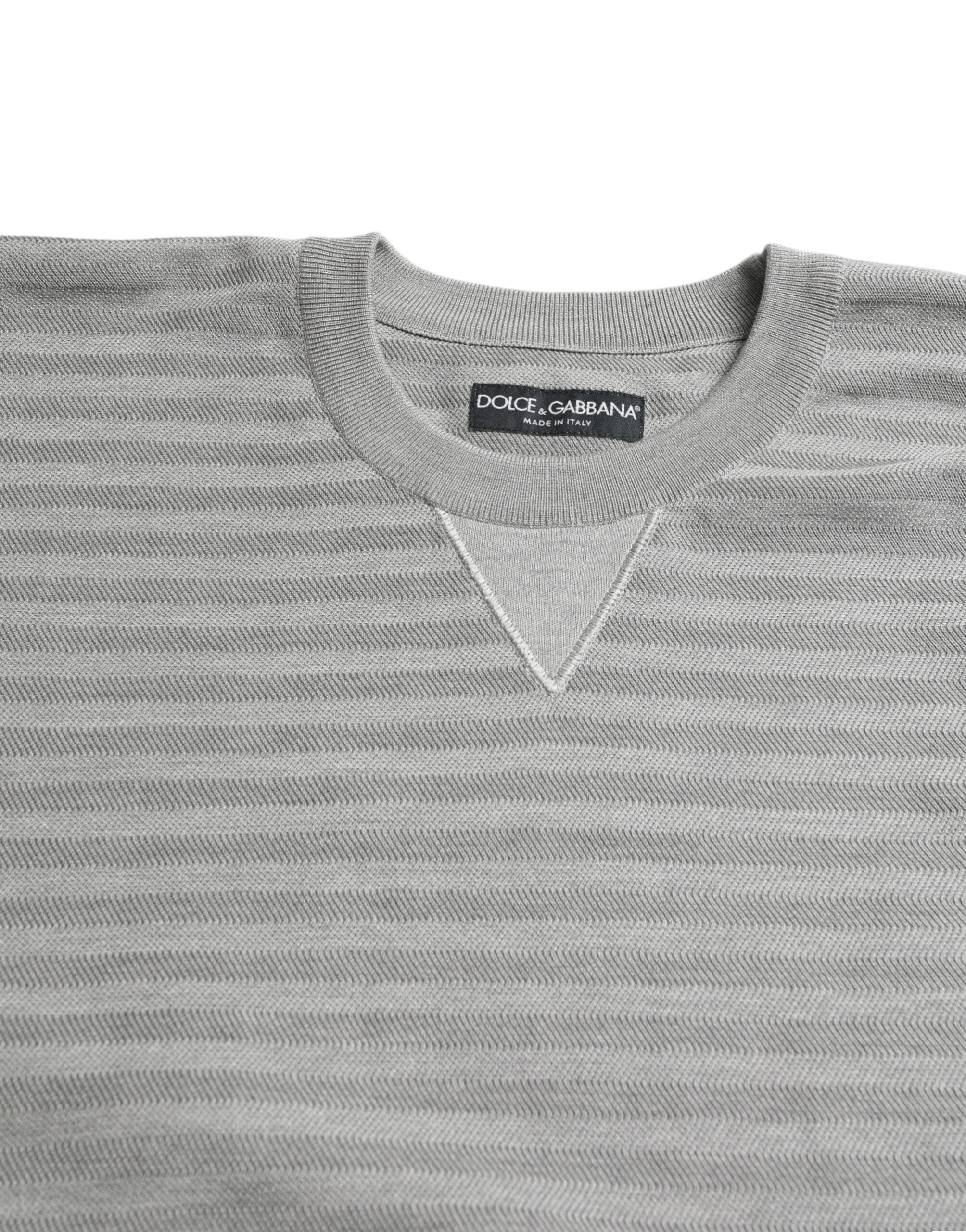 Dolce & Gabbana Grå Rundringad Pullover Sidentröja