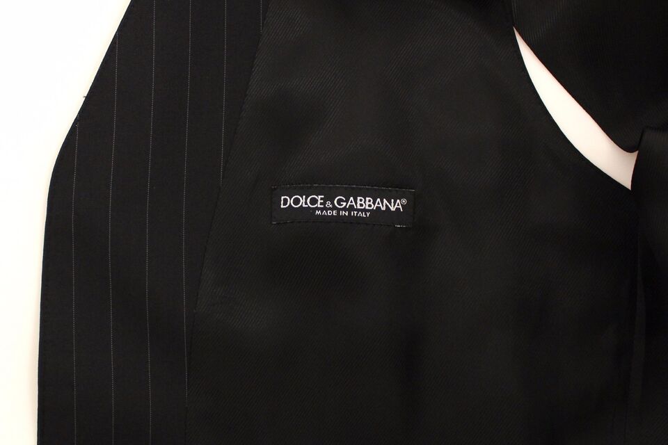 Dolce & Gabbana Svart Randig Klänning i Ull och Siden
