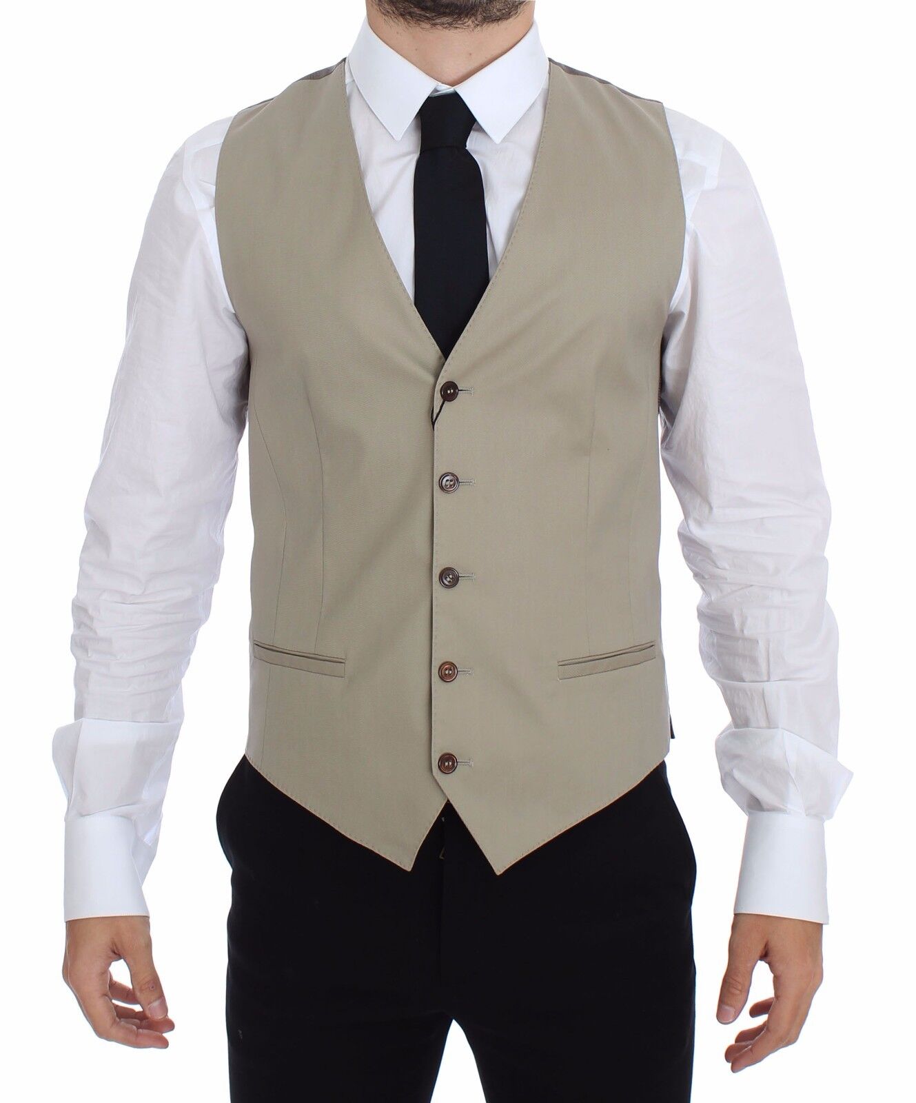 Dolce & Gabbana Beige Bomullsklänning Väst Kavaj Kavaj