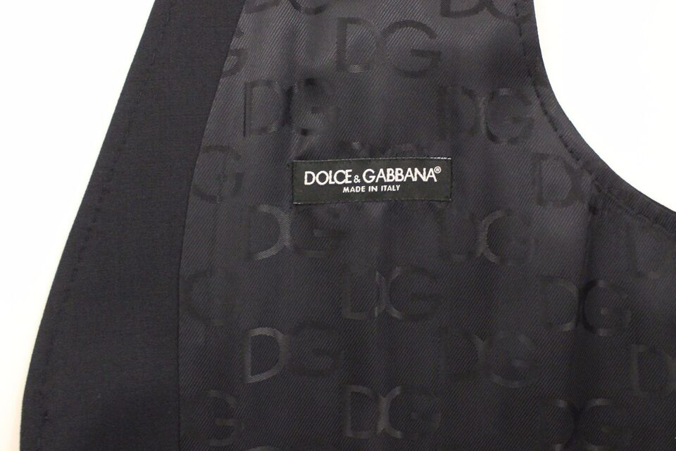 Dolce & Gabbana Grå Randig Klänning i Ull och Siden