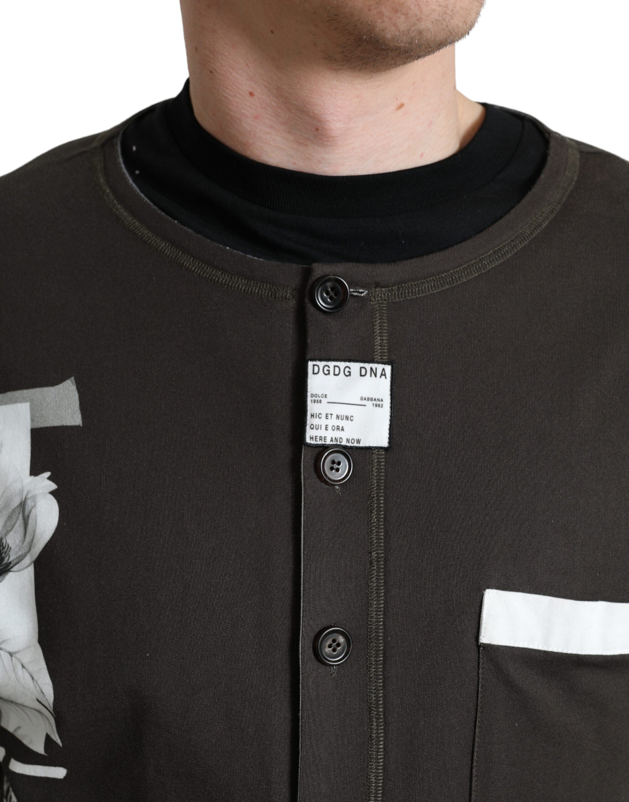 Dolce & Gabbana Mörkgrå Bomulls-Pullovertröja