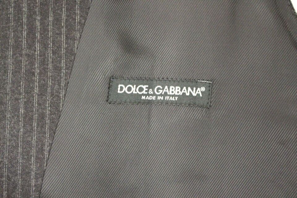 Dolce & Gabbana Grårandig Enkelknäppt Väst i Ull