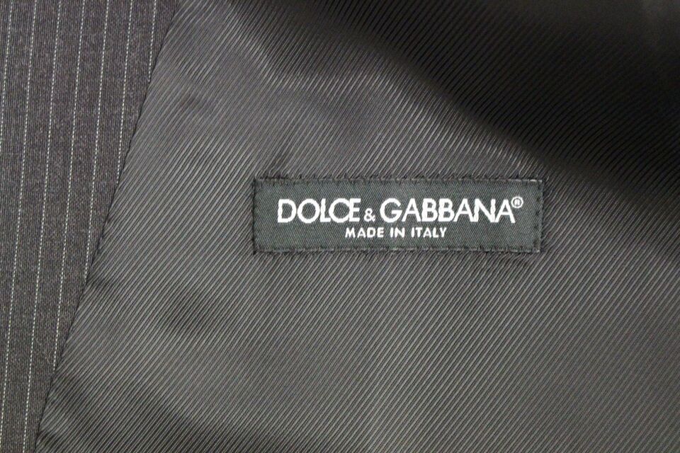 Dolce & Gabbana Grårandig Enkelknäppt Väst i Ull