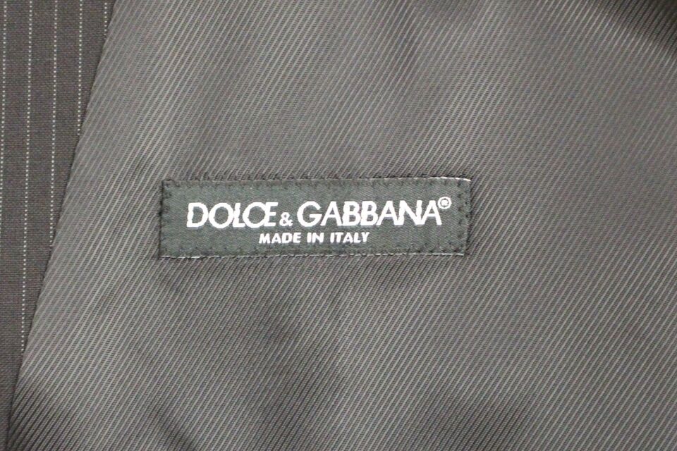 Dolce & Gabbana Svartrandig Enkelknäppt Väst i Ull