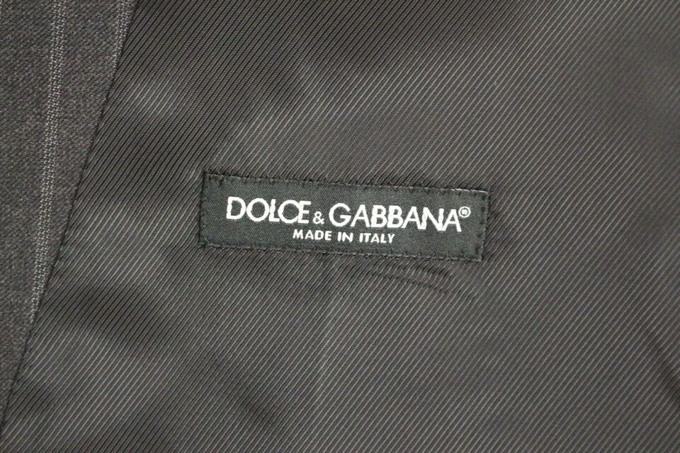Dolce & Gabbana Grå Randig Ullväst Med Logotyp Väst