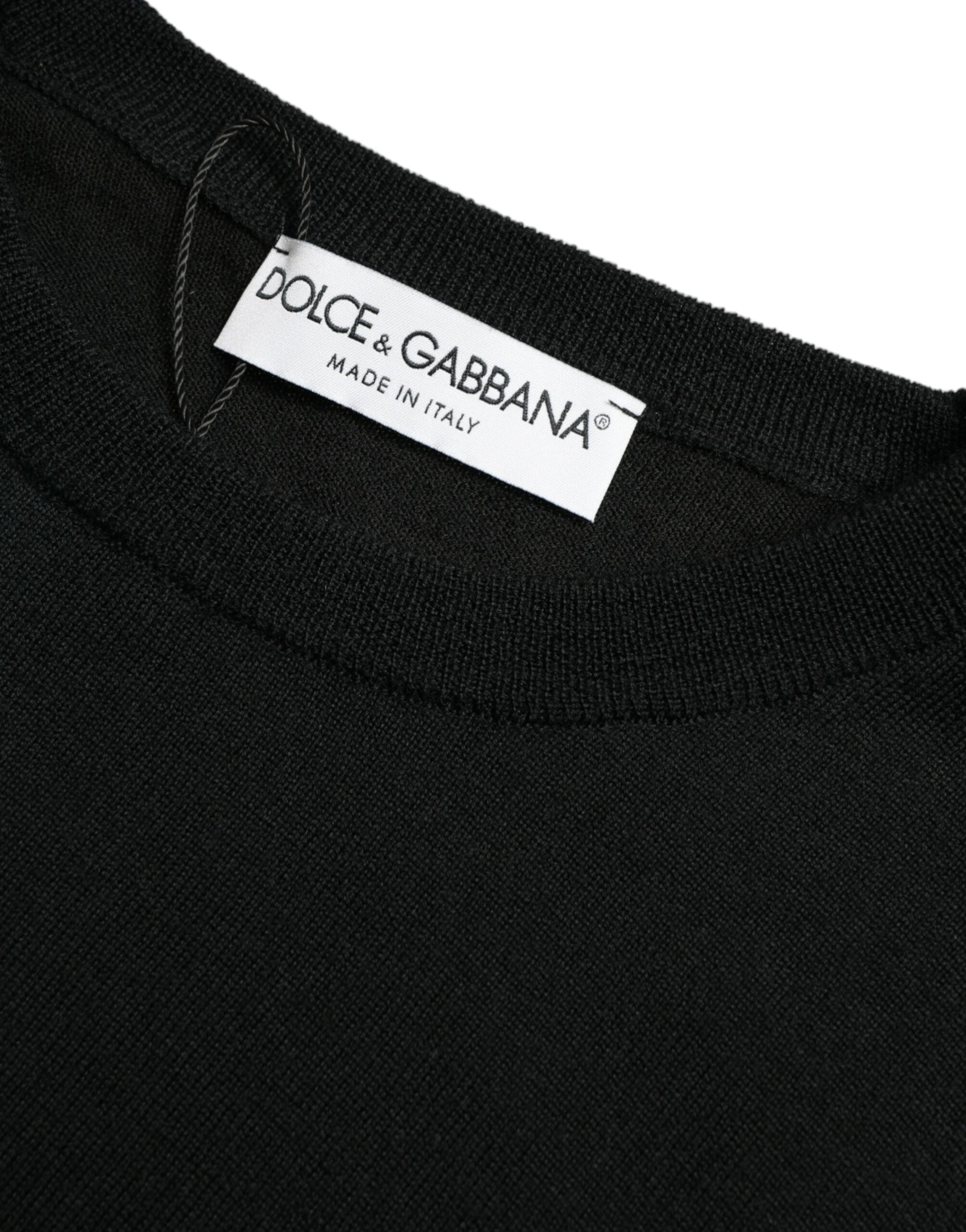 Dolce & Gabbana Svart ulltröja med rund halsringning