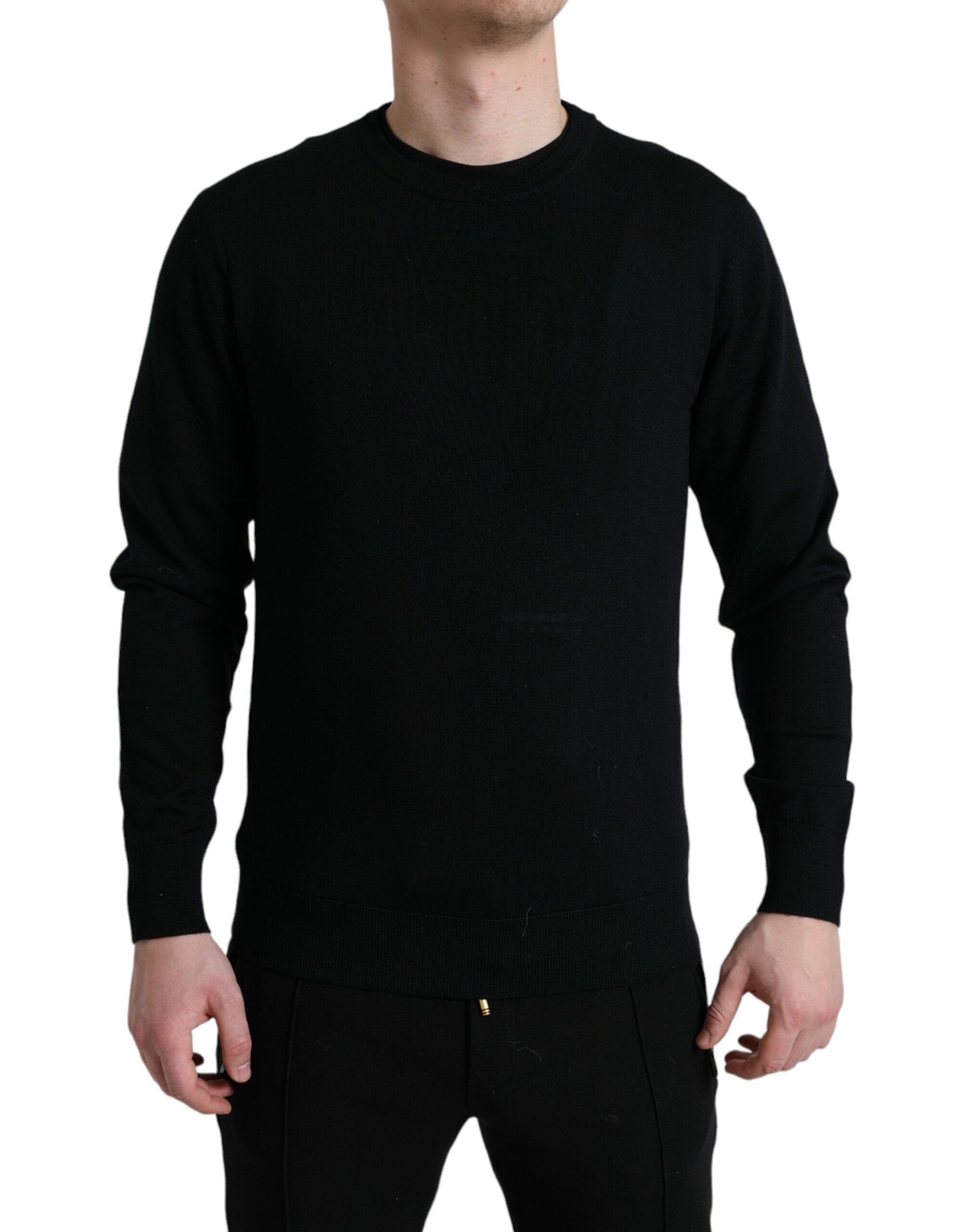 Dolce & Gabbana Svart ulltröja med rund halsringning