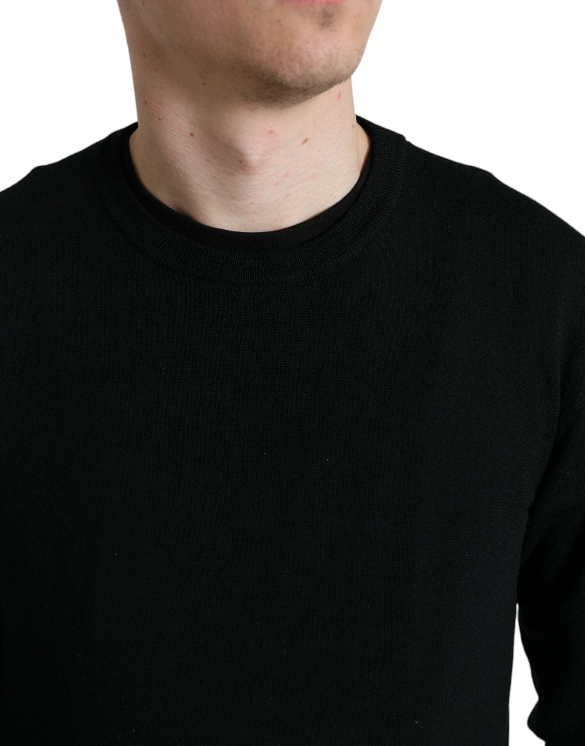 Dolce & Gabbana Svart ulltröja med rund halsringning