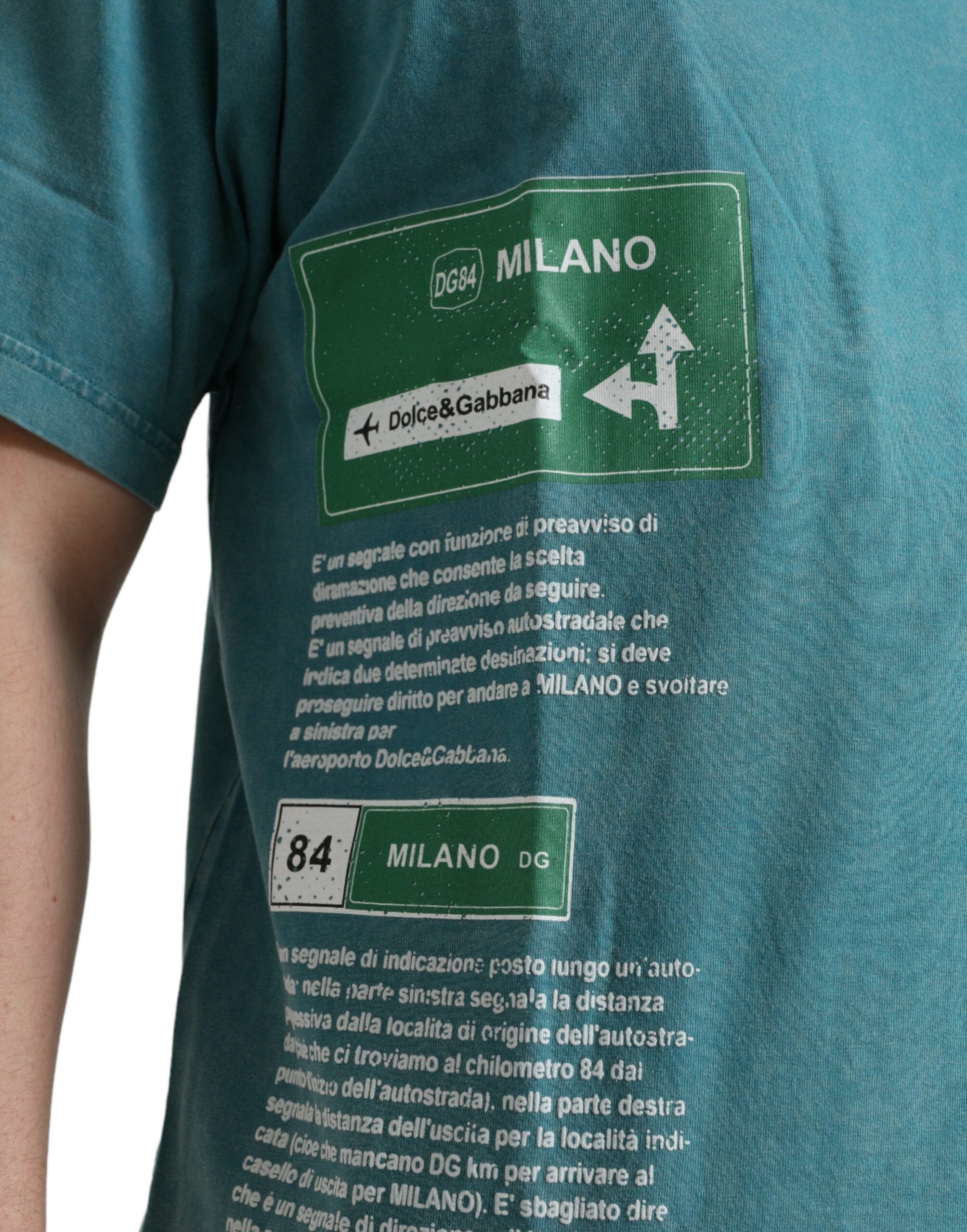 Dolce & Gabbana Blå Bomull Milano Street Rundhalsad T-shirt