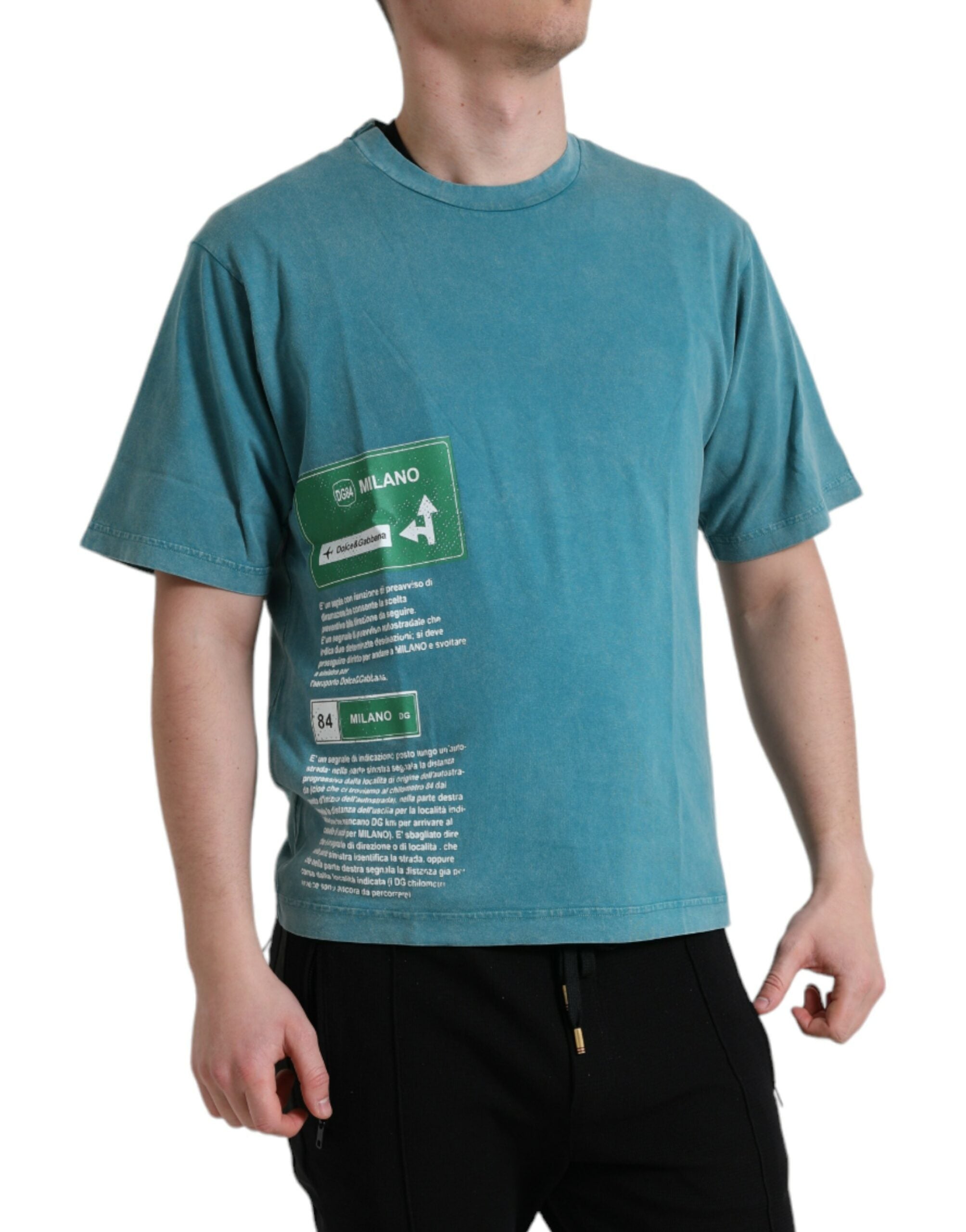 Dolce & Gabbana Blå Bomull Milano Street Rundhalsad T-shirt