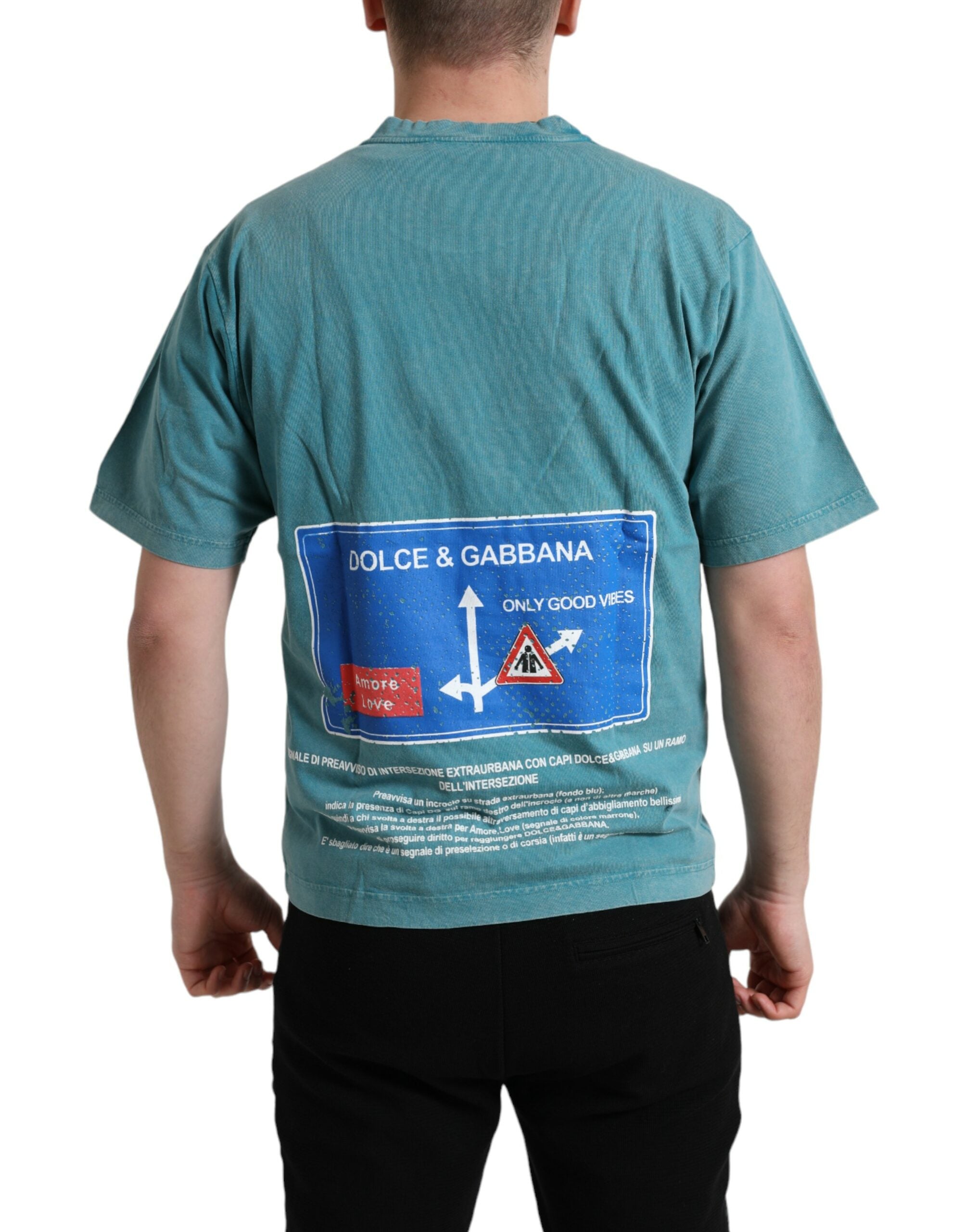 Dolce & Gabbana Blå Bomull Milano Street Rundhalsad T-shirt