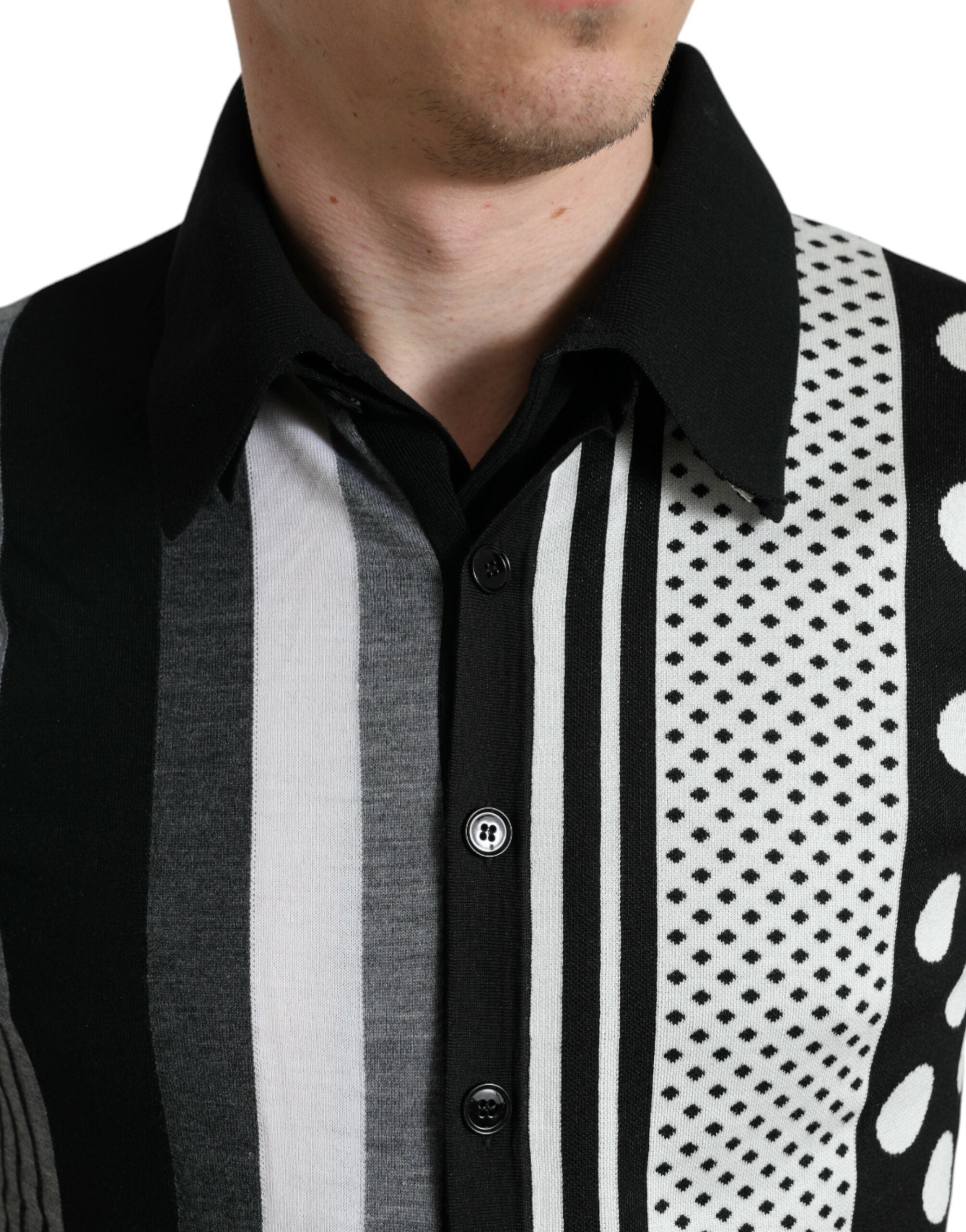 Dolce & Gabbana Svart Vit Tröja Kofta Polotröja
