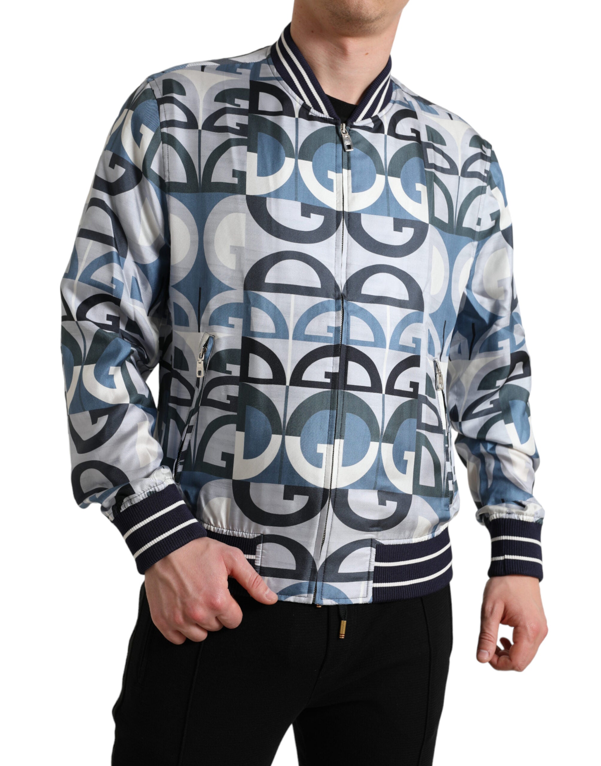 Dolce & Gabbana Multicolor Logo Print Bomber Blouson Jacka