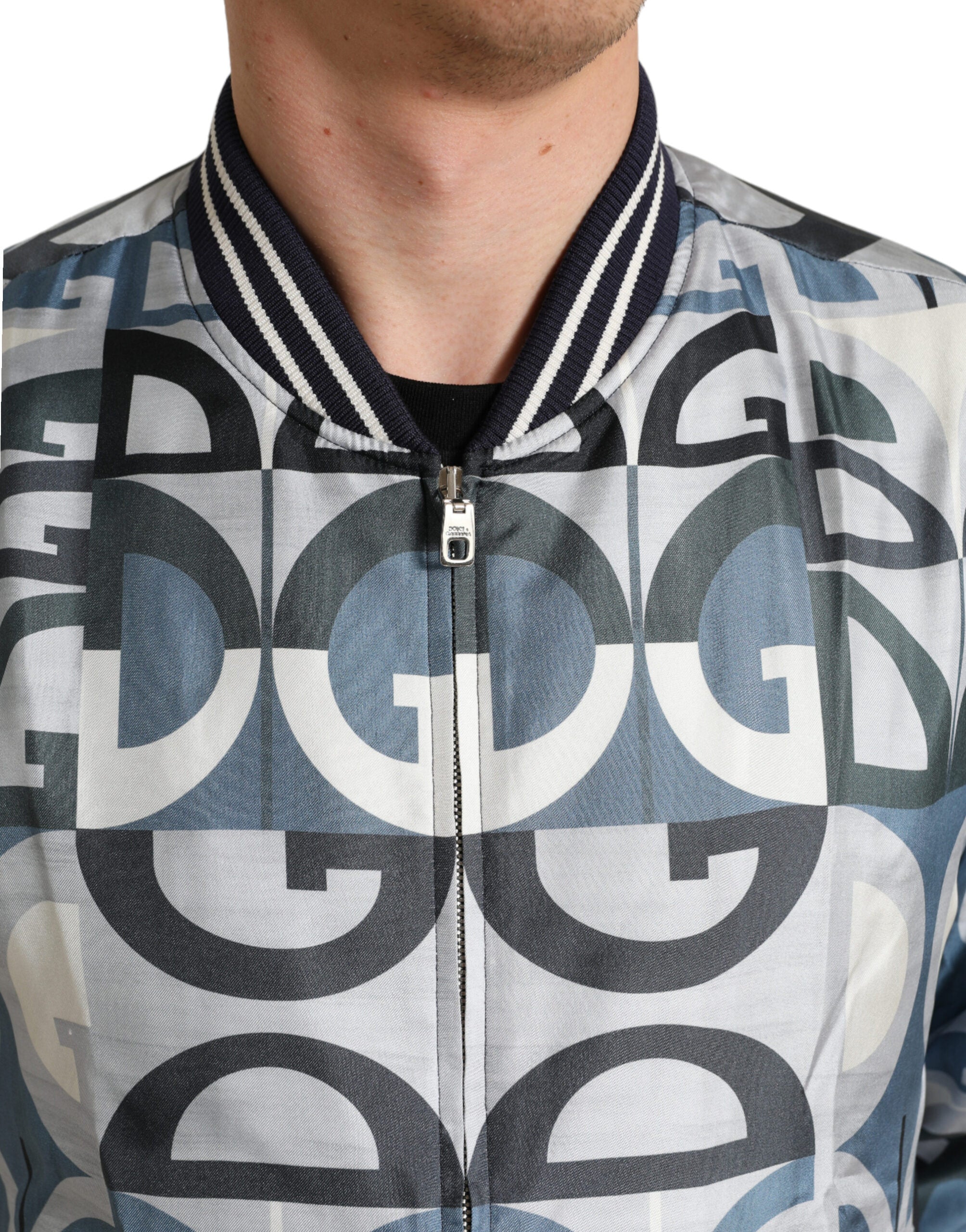 Dolce & Gabbana Multicolor Logo Print Bomber Blouson Jacka