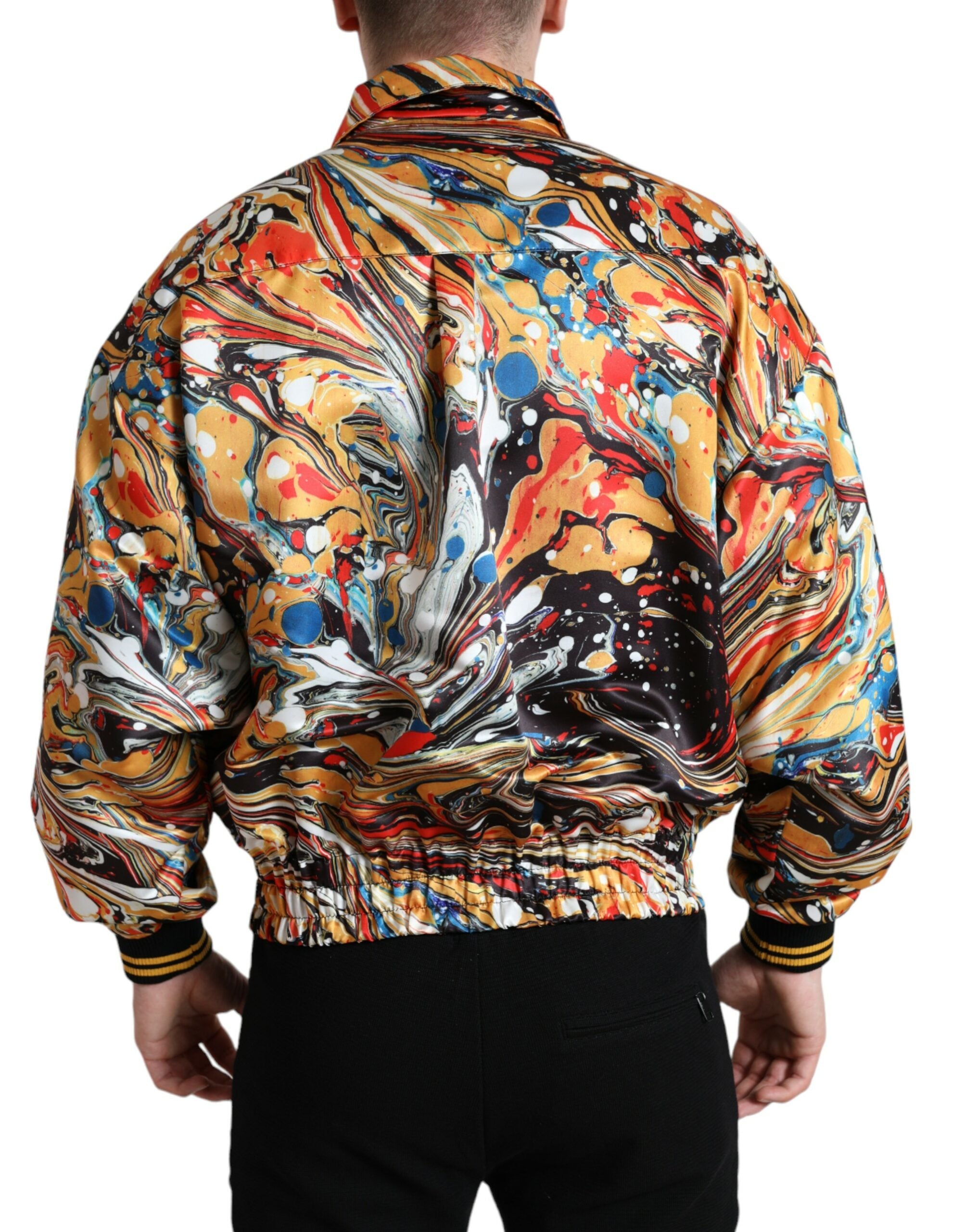 Dolce & Gabbana Flerfärgad Abstrakt Polyester Bomberjacka